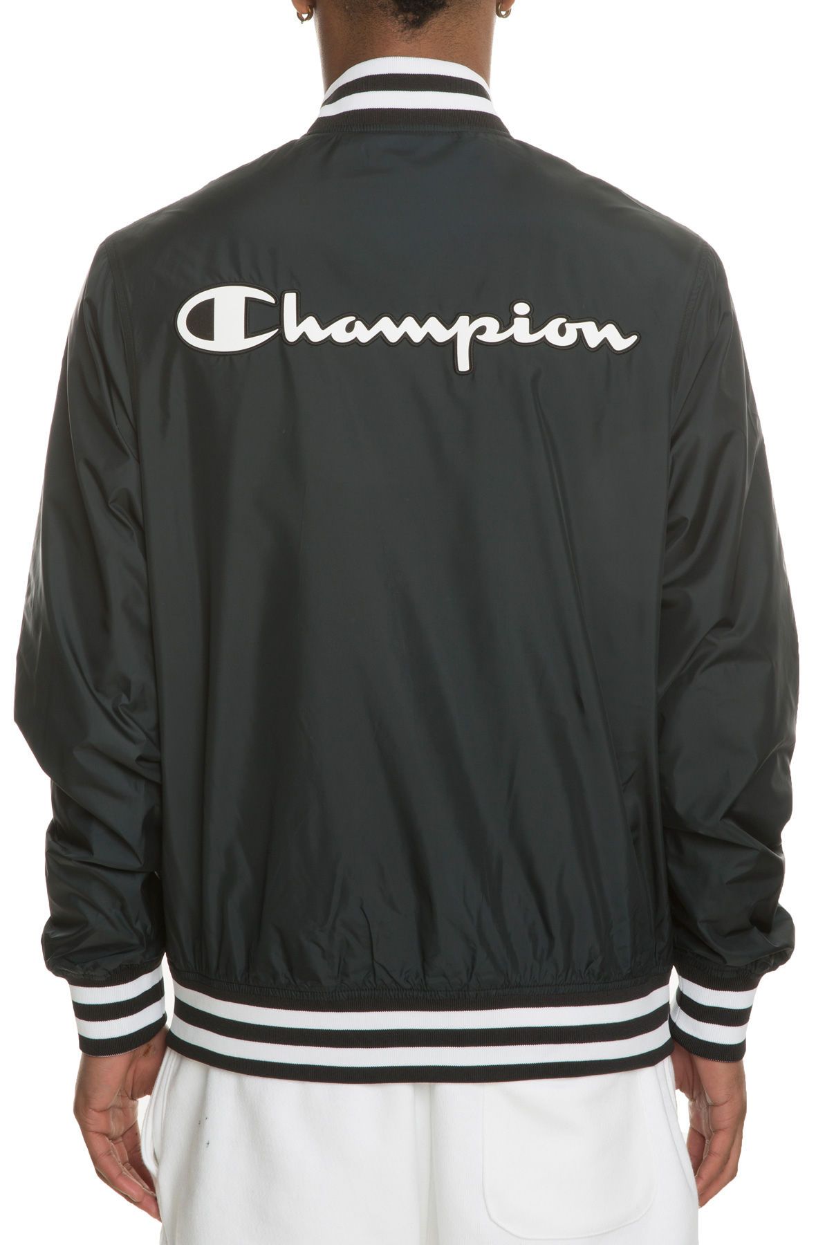 CHAMPION The Satin Baseball Letterman Jacket in Black V1941-549745-003 ...