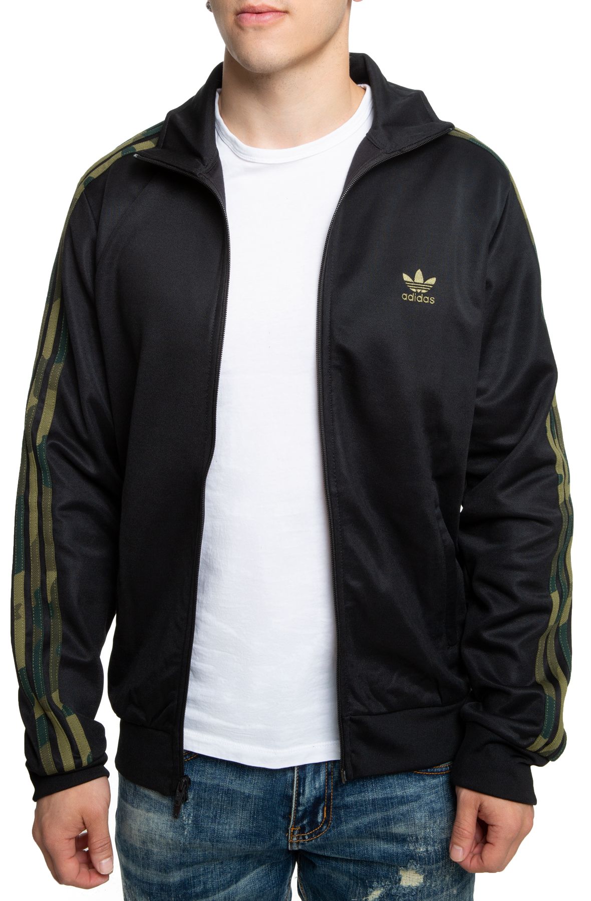 adidas Originals firebird track jacket in black with three stripes