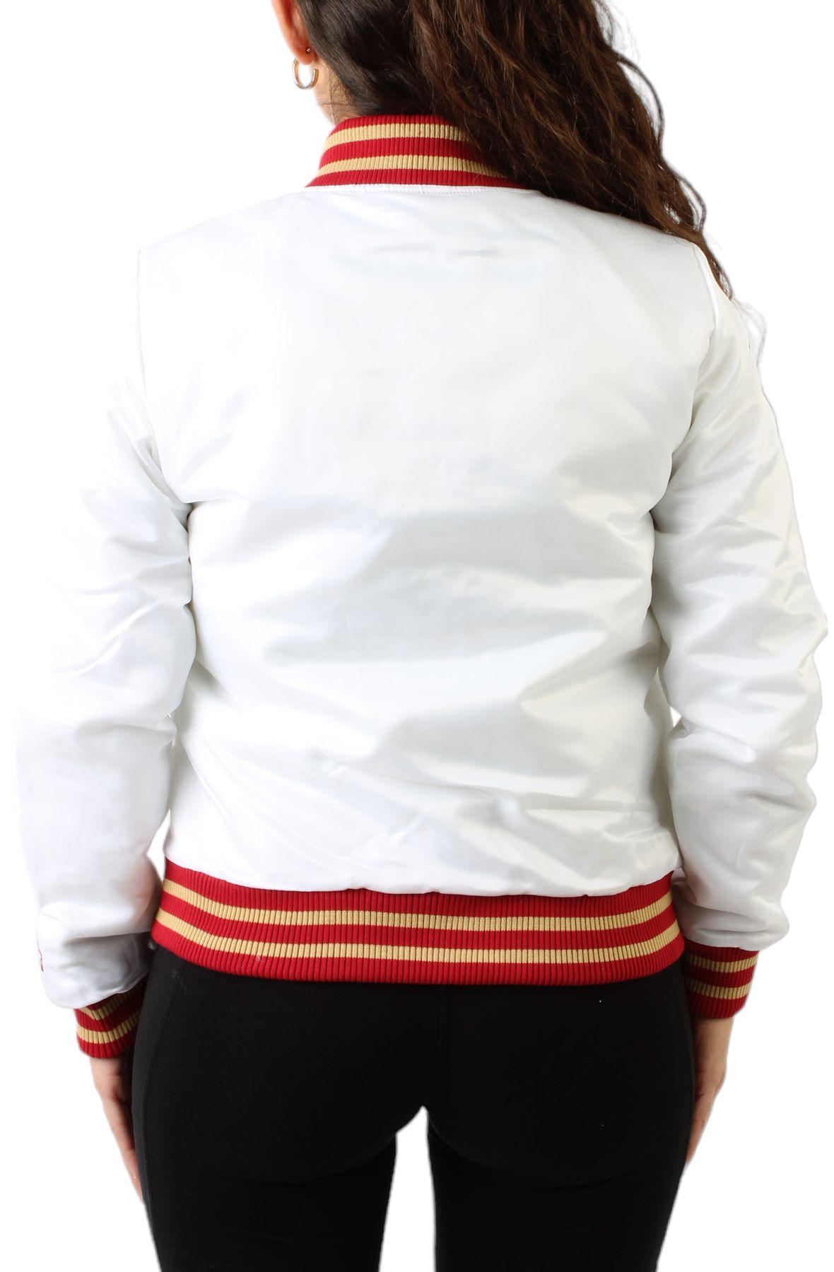 San Francisco 49ers Women's Outfits Varsity Jacket Crop Top