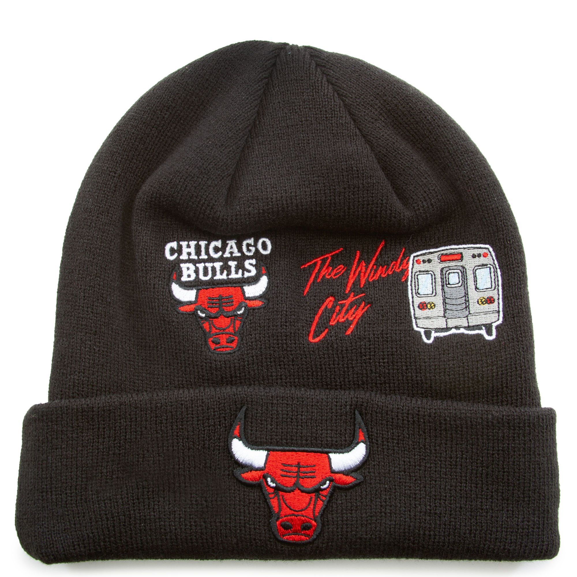 Chicago Bulls STRIPEOUT Knit Beanie Hat by New Era