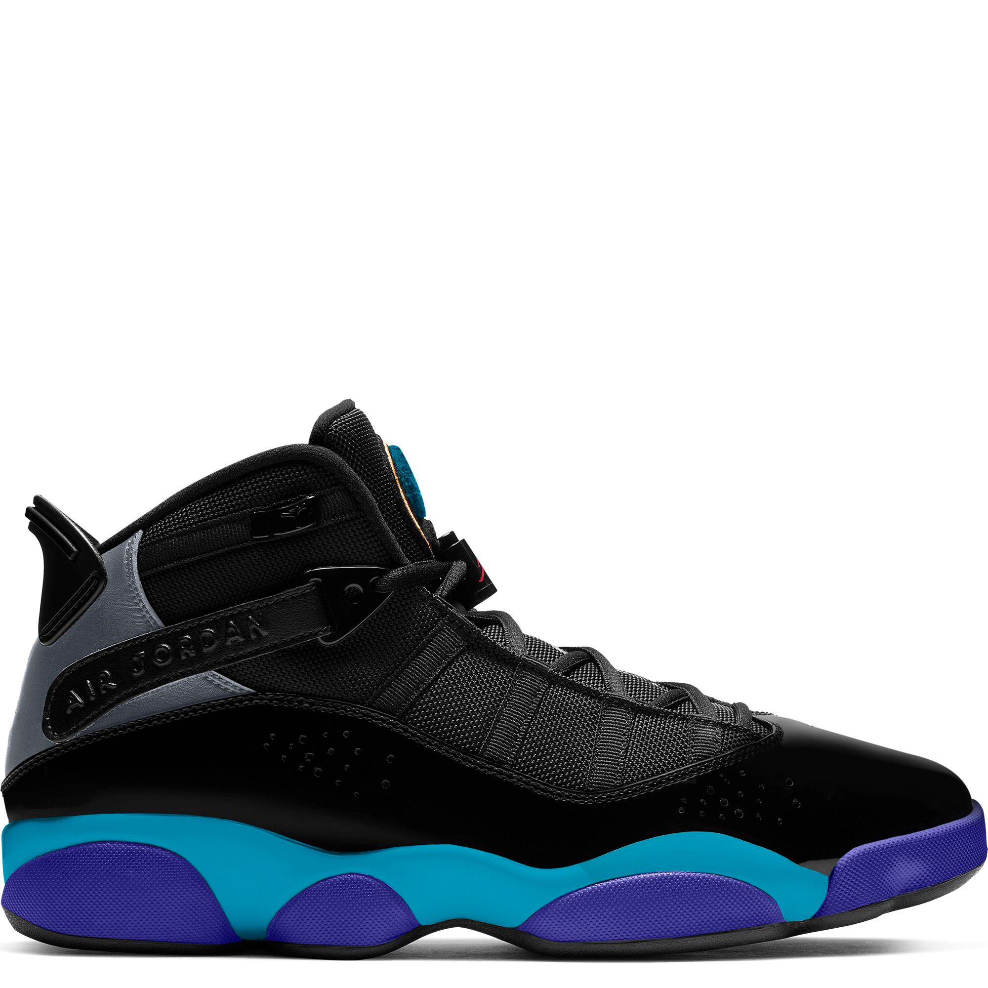 jordan 6 rings men's black true red flint grey
