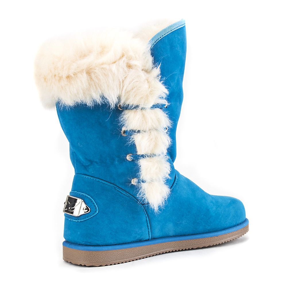 navy blue fur boots