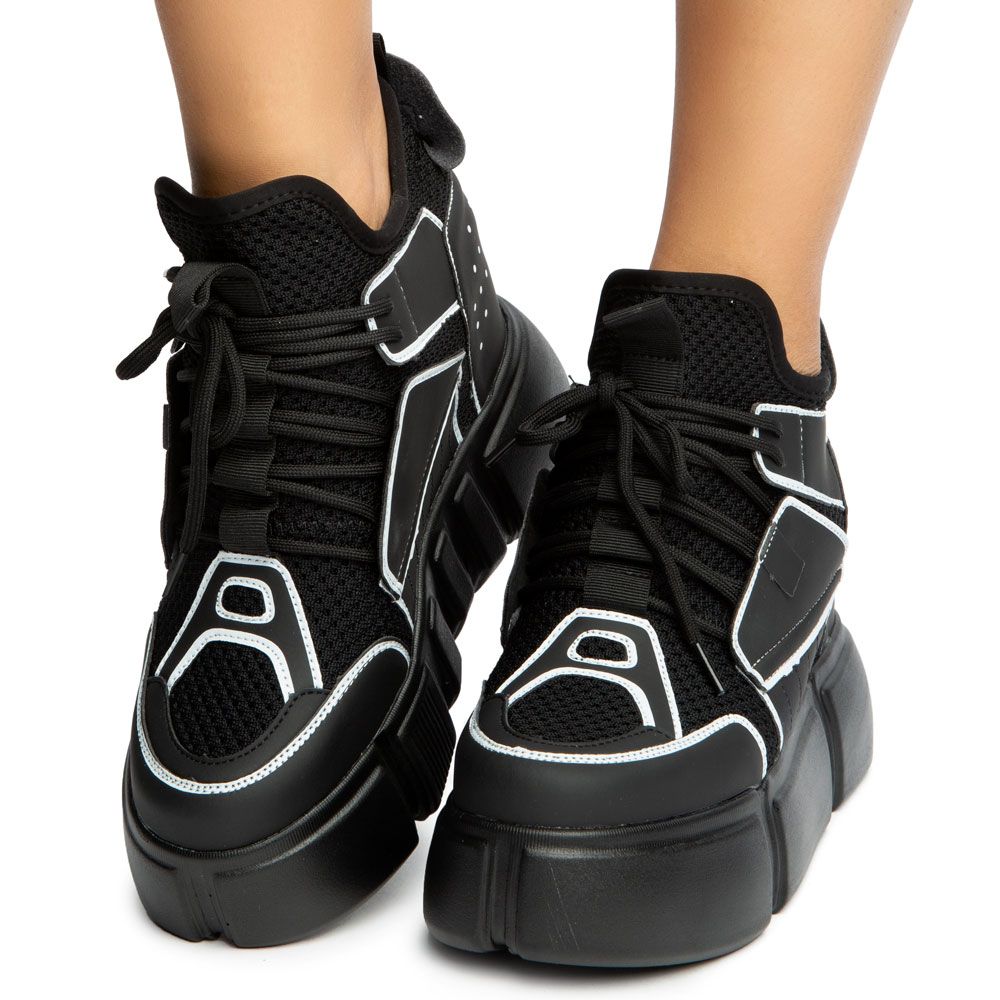 ANTHONY WANG Cranberry-01 Platform Sneakers CRANBERRY-01-BLACK - Shiekh