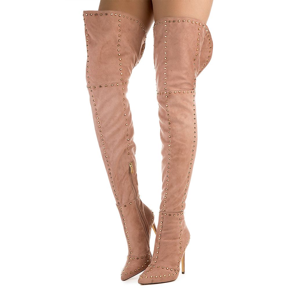 mauve thigh high boots