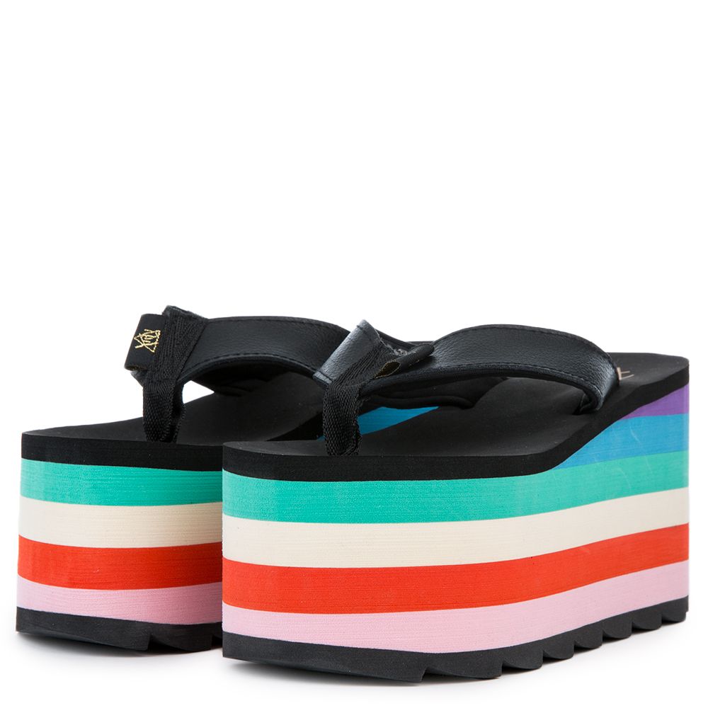 YRU Pixi Black Multi Platform Sandal PIXI RAINBOW BLACK WHT MULTI Shiekh