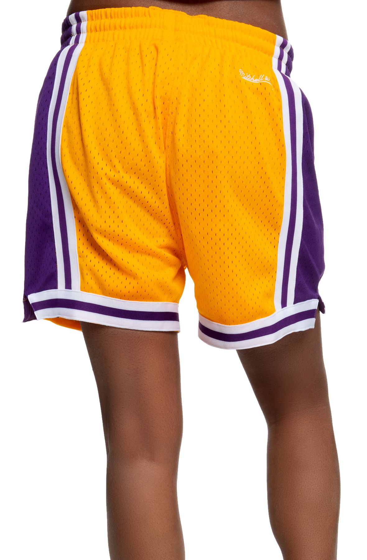 Women's Mitchell & Ness Black Los Angeles Lakers Big Face 4.0 Mesh Shorts