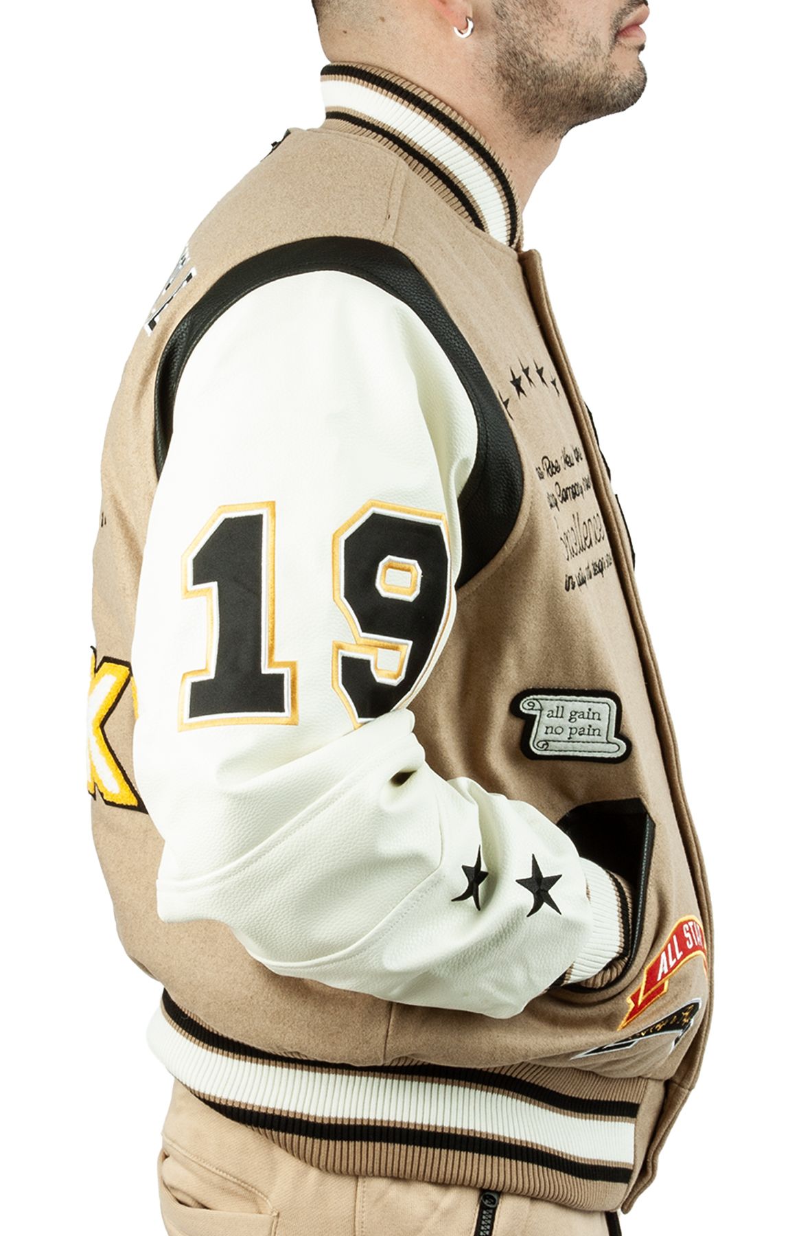 SMOKE RISE Dune Varsity Jacket WW22697-DUNE - Shiekh