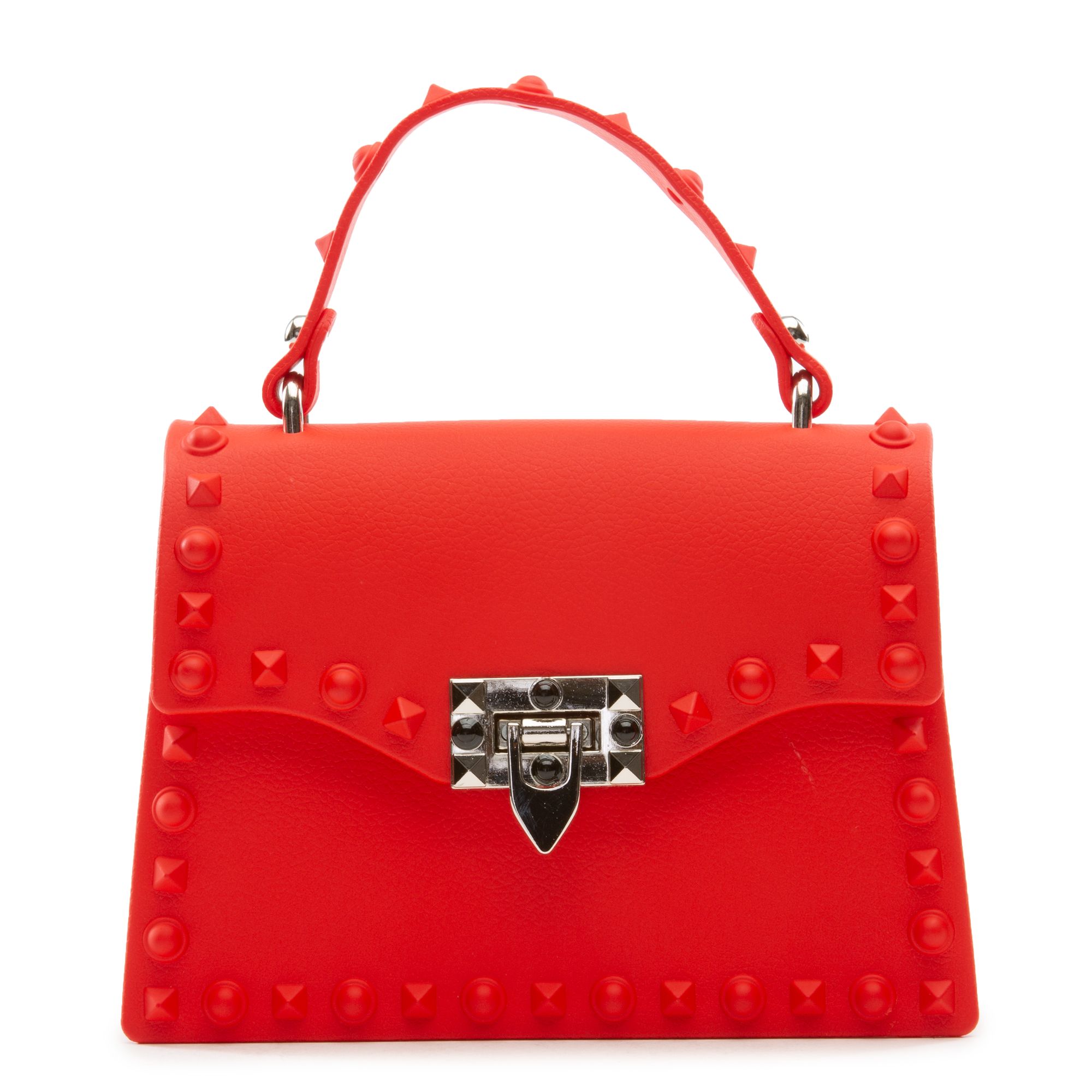red studded clutch
