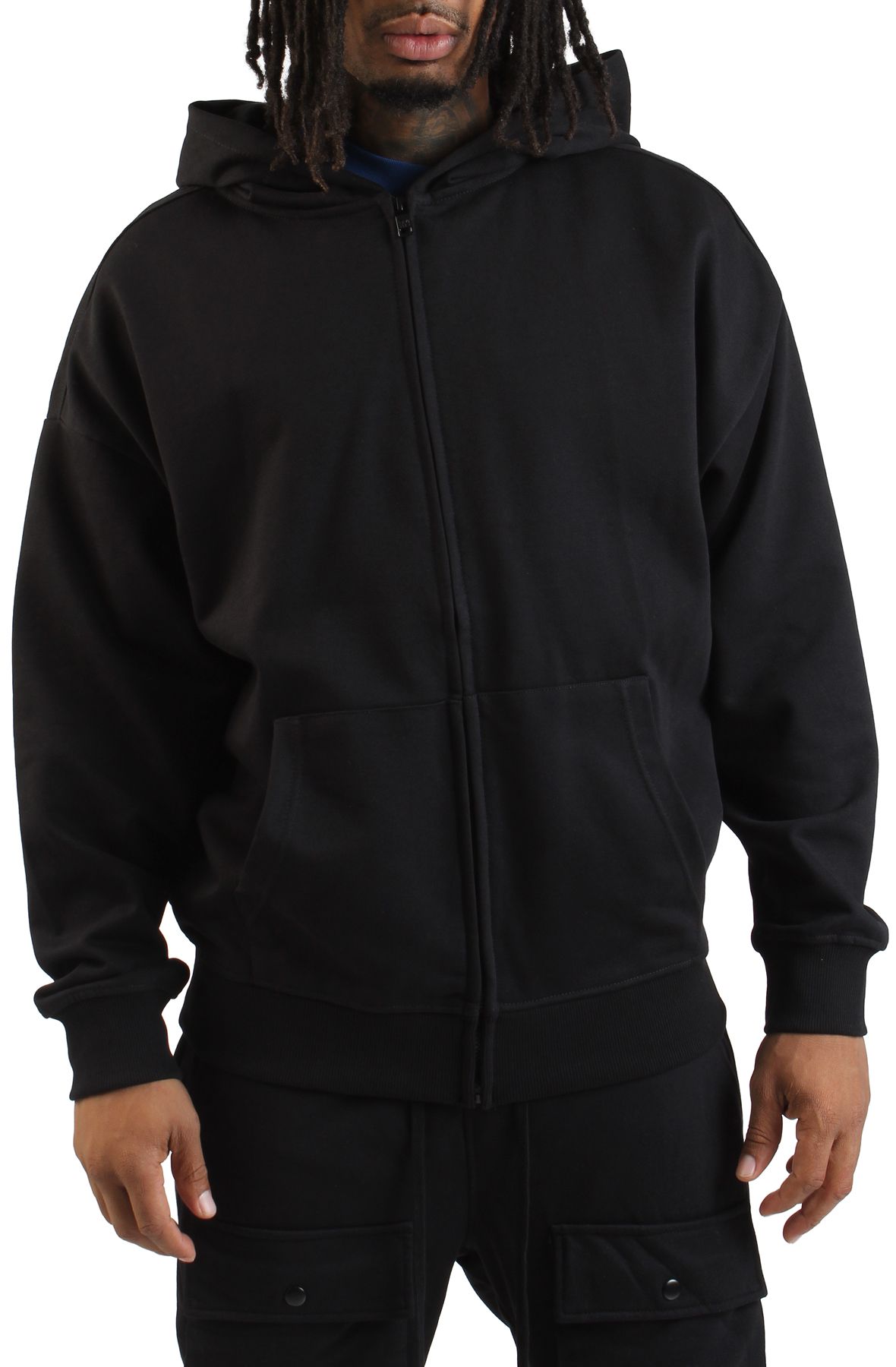 REBEL MINDS Cropped Full-zip Hoodie 952-311JBLK - Shiekh