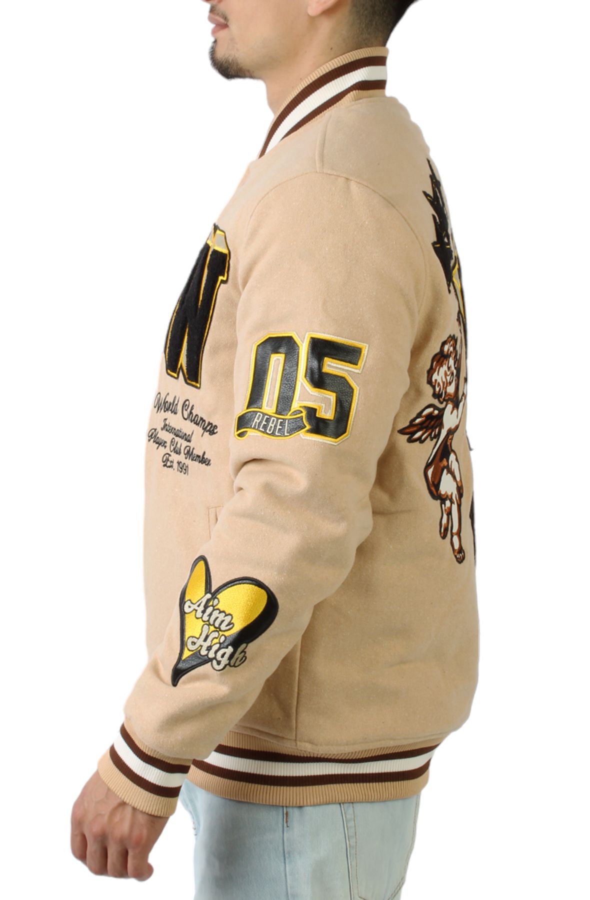 REBEL MINDS Cherub Rock Varsity Jacket 932-511BGE - Shiekh