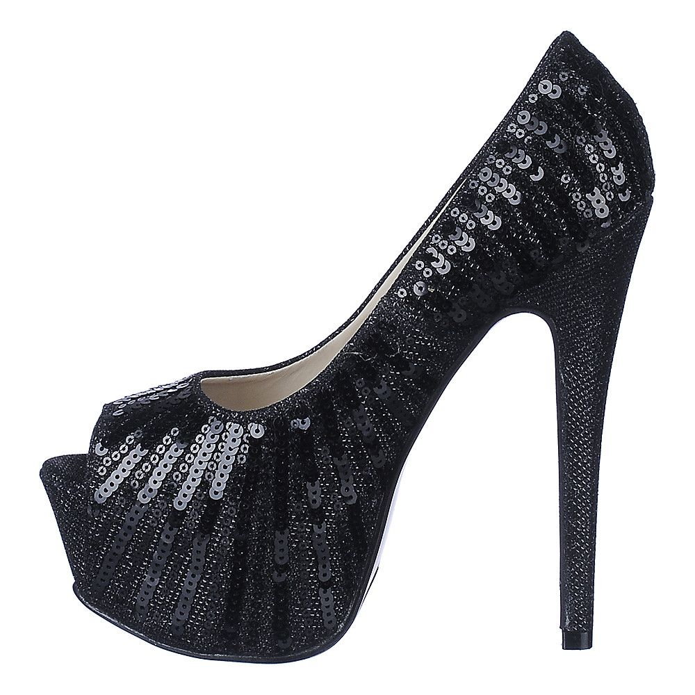 black sparkly high heels
