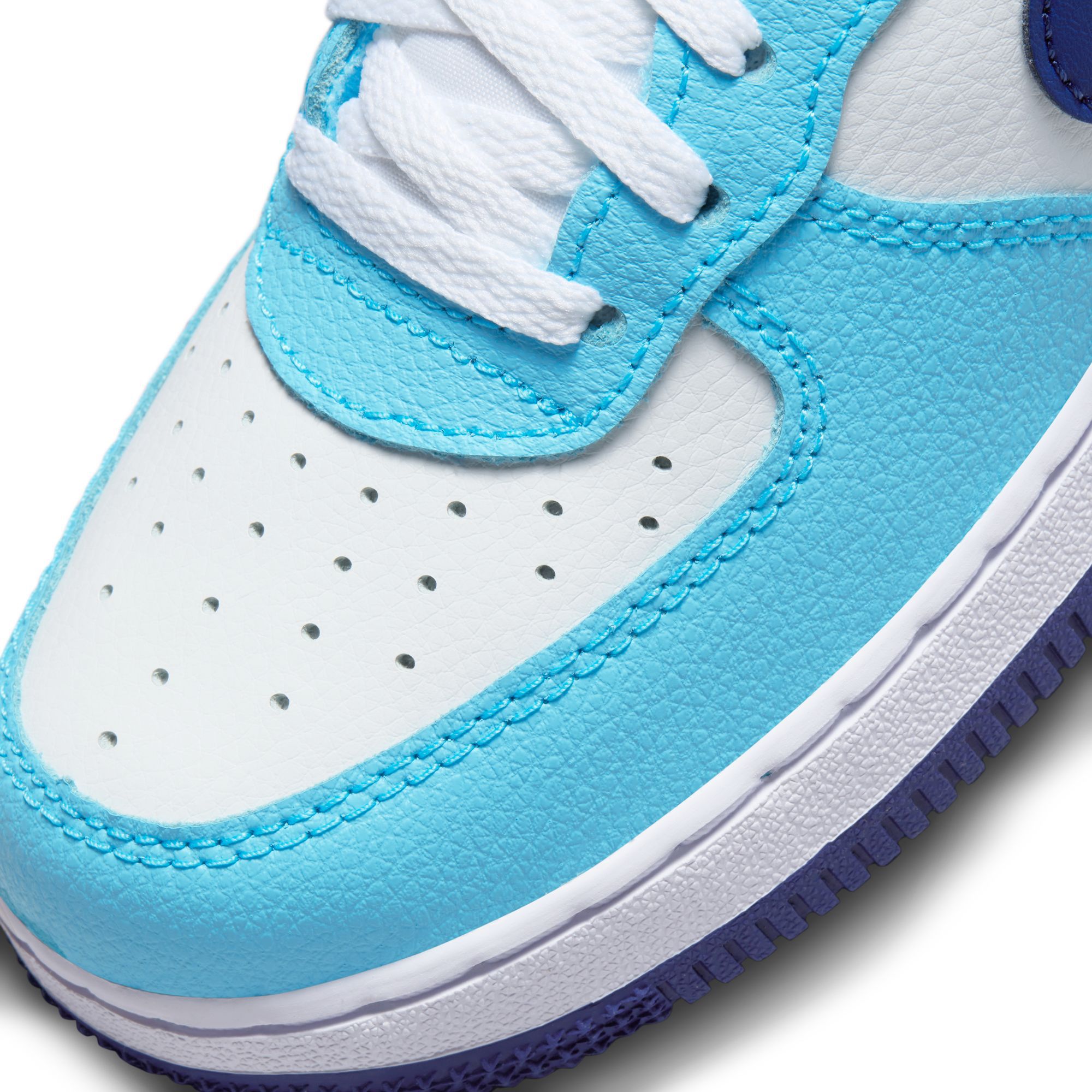Nike Kids White & Blue Air Force 1 Lv8 2 Big Kids Sneakers In White/light  Photo Blue/deep Royal Blue