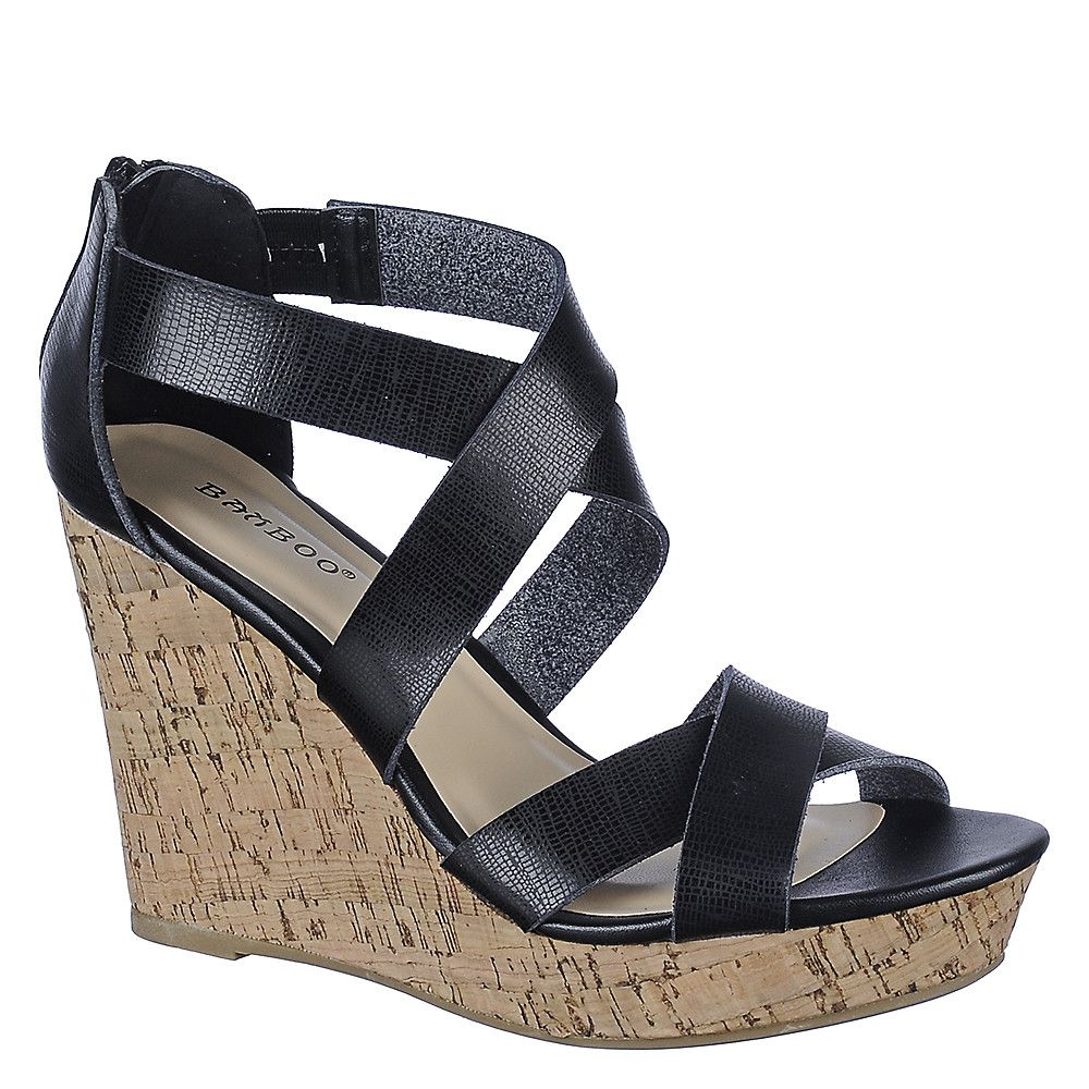 BAMBOO Women's Parker-12 Wedge Sandal JPM PARKER12/BLKLLP - Shiekh