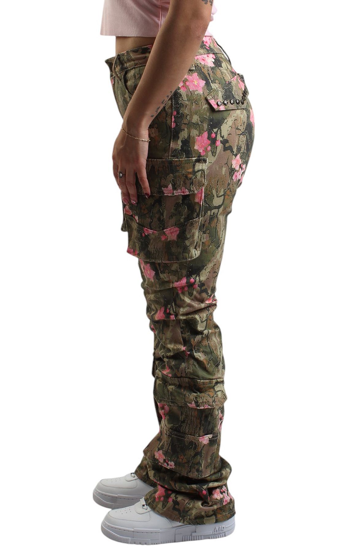 【AAKE】BLOOM RAIN CROP JP SMOKE RISE Blossom Mid Rise Stacked Jean AP25117-BLOSSOM