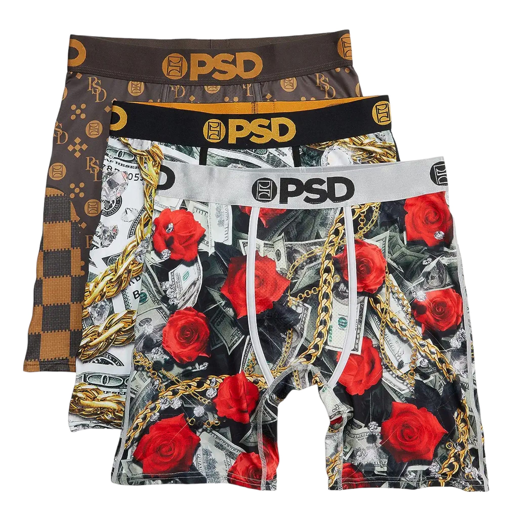 PSD Essentials 3 Pack Stretch Boxer Briefs - Men's Boxers in Multi