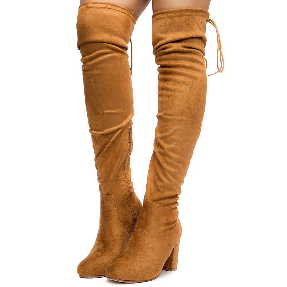 ELEGANT Caryl-1 Over The Knee Boots CARYL-1/CAMEL - Shiekh