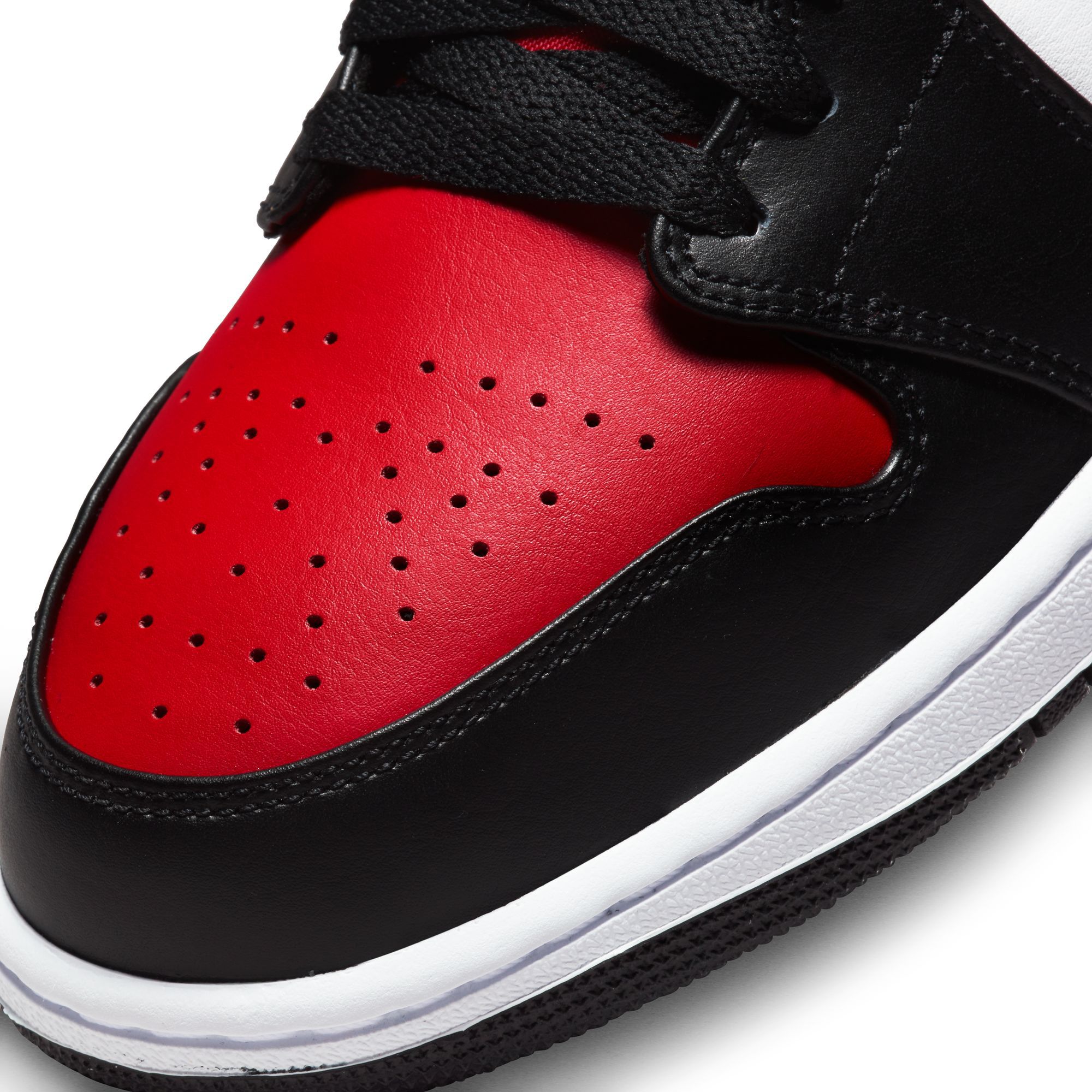Men's Air Jordan 1 Mid Bred Toe (White/Black/Fire Red)(554724