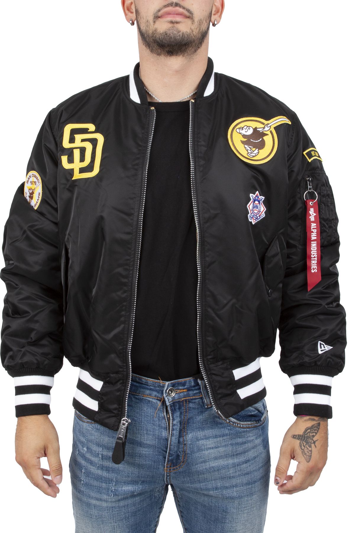 New Era X Alpha Industries CHI WHT Sox Bomber Jacket 'BLK|13026035|TF