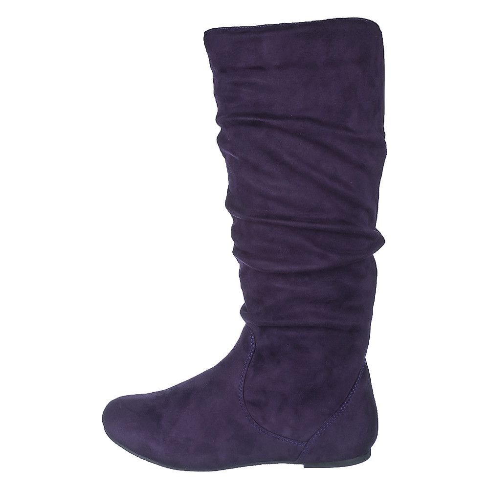 flat purple suede boots