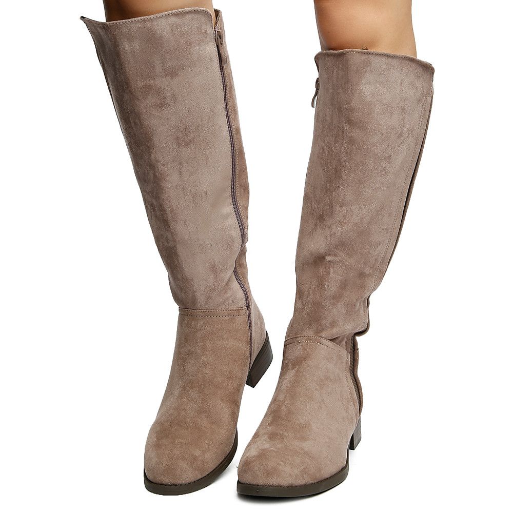 TWIN TIGER Women's Trixie-01KH Mid-Calf Boots TRIXIE-01 KH/TAUPE SUEDE ...