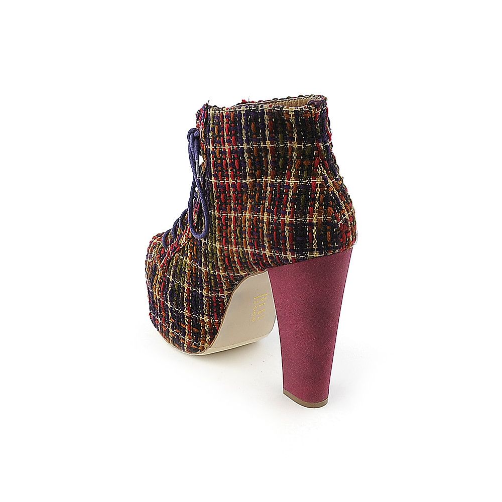 red platform ankle booties