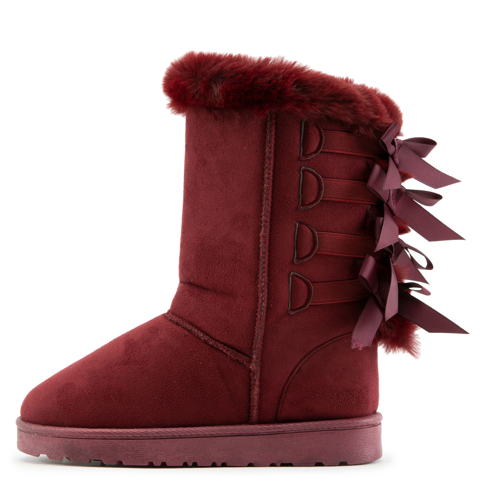 maroon fur boots