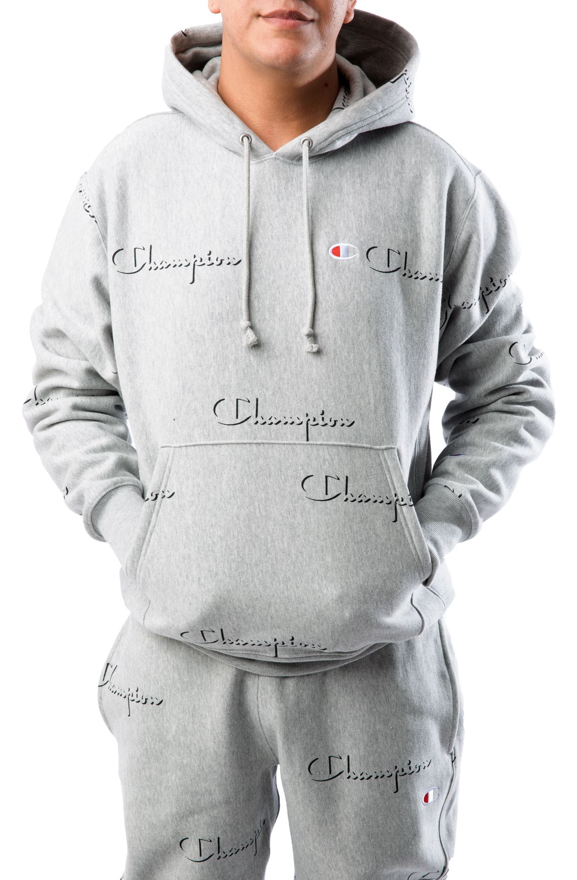 Champion aop cheap script hoodie