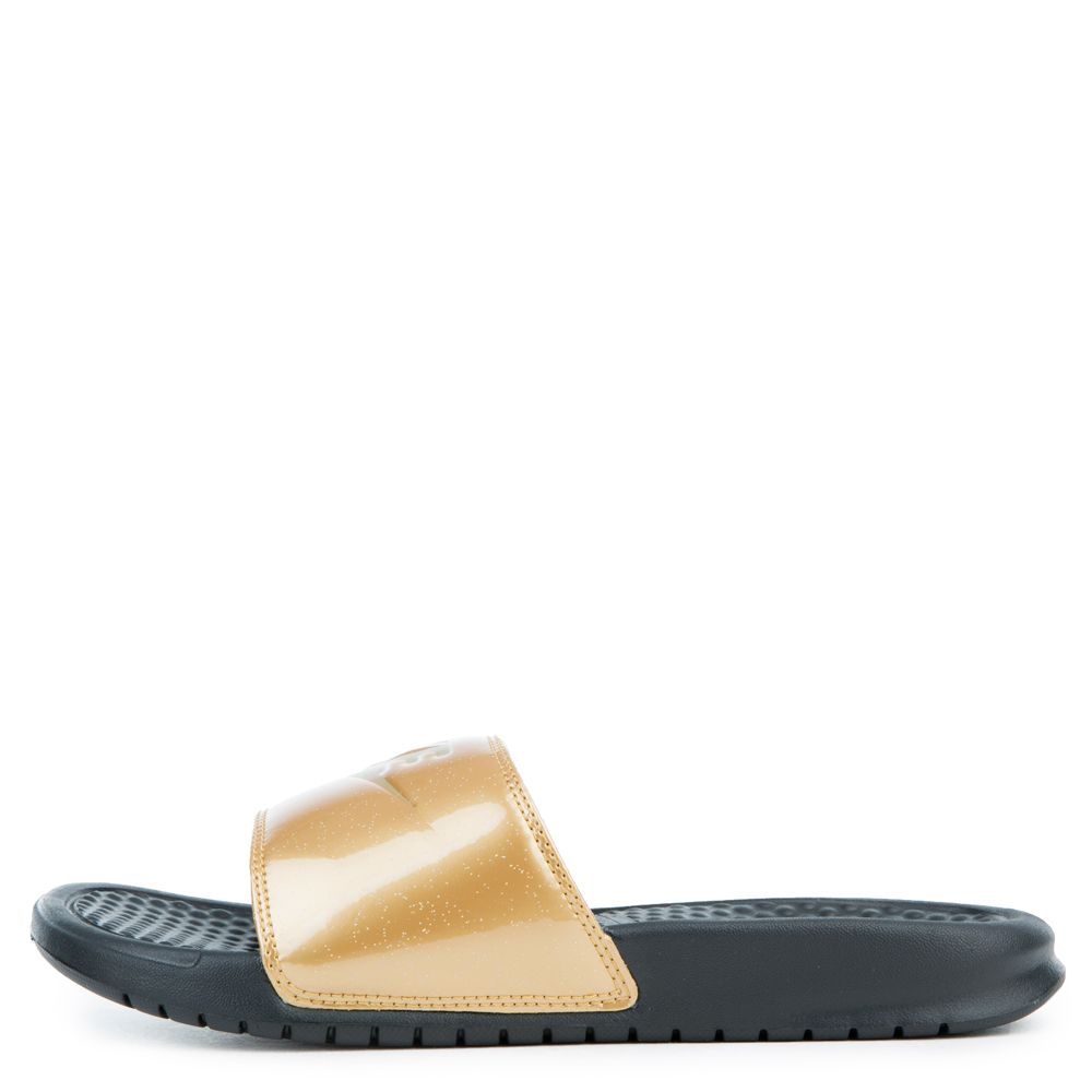 nike benassi gold black