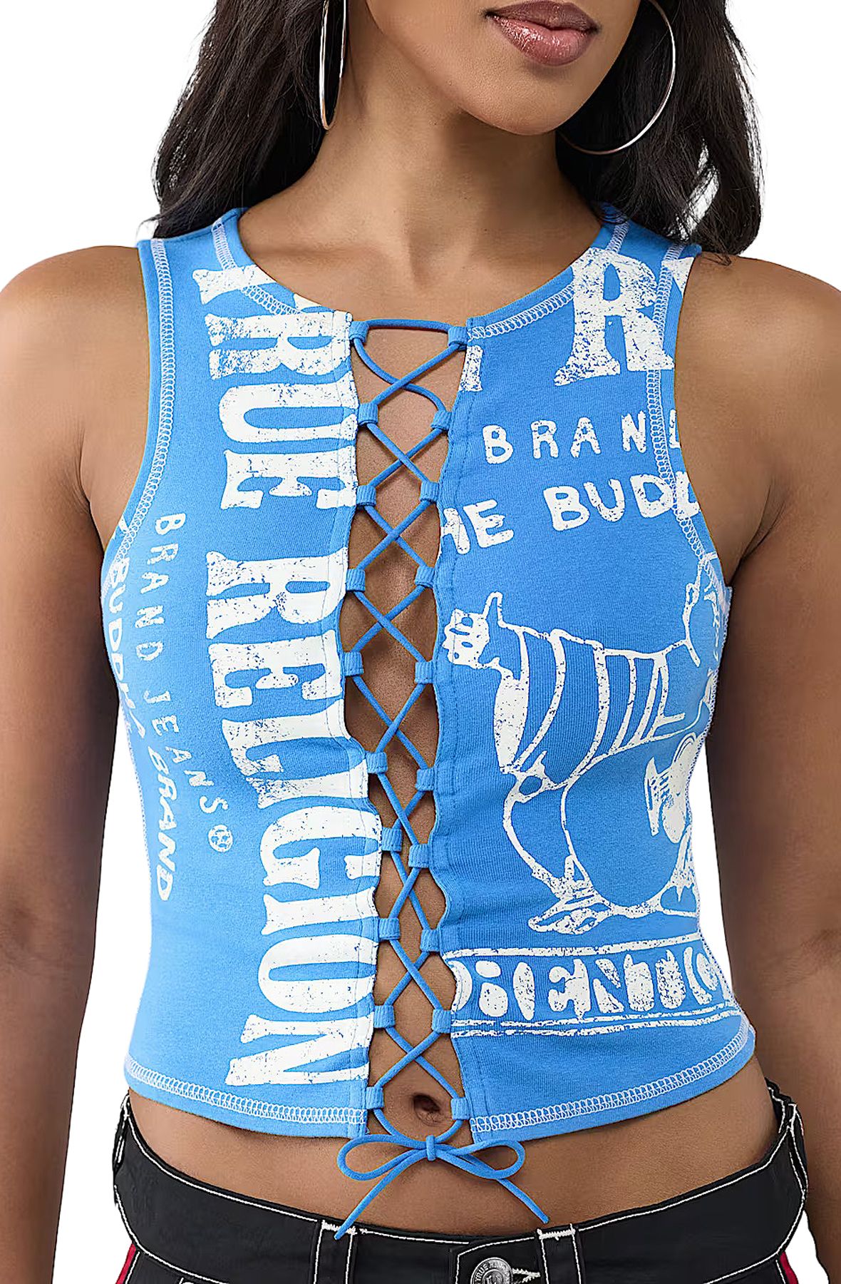 TRUE RELIGION Printed Buddha Split Top 210289-4971 - Shiekh