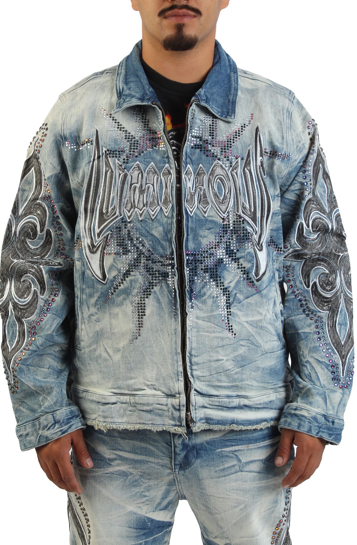 SMOKE RISE Luminous Denim Jacket JJ25546SK-LOW - Shiekh