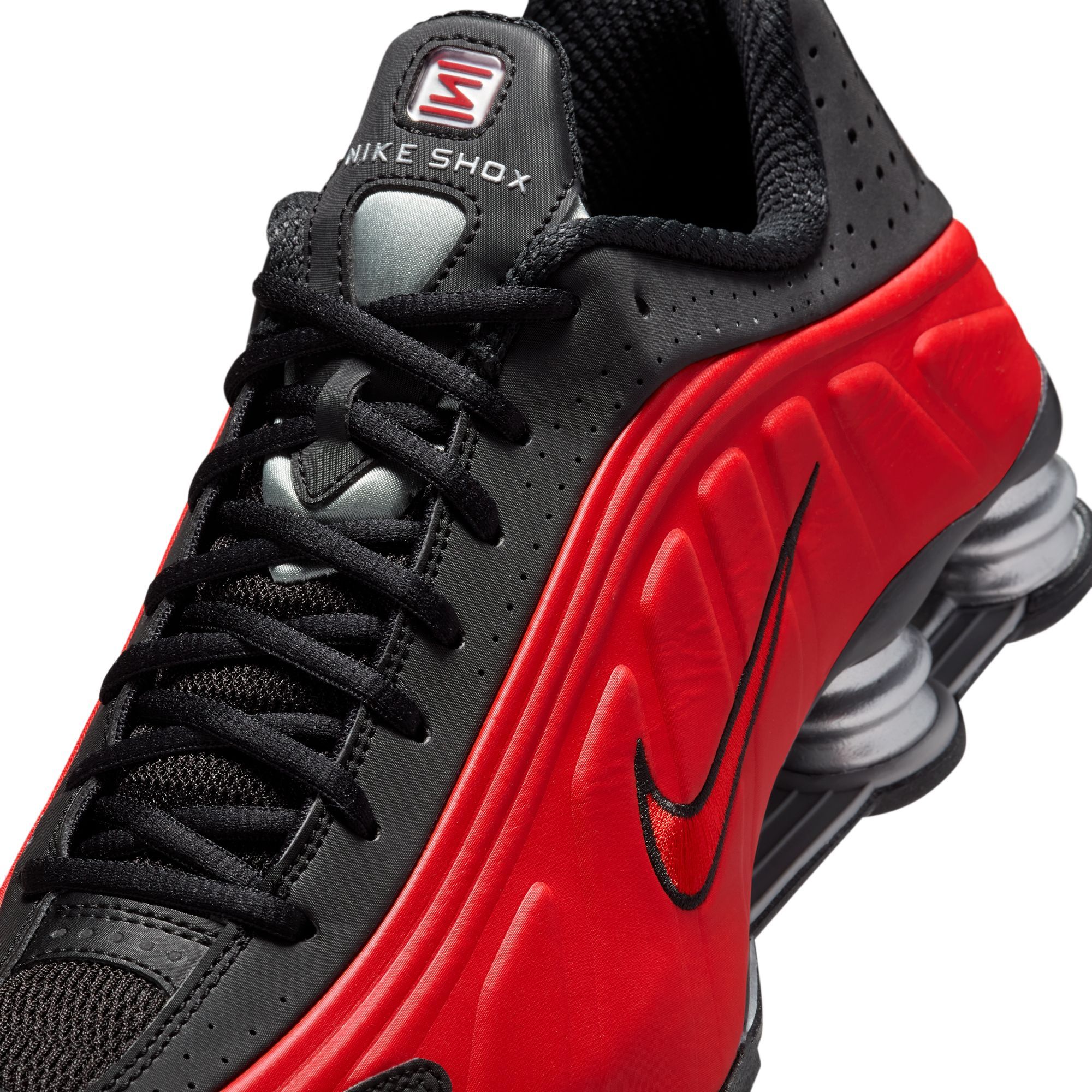 mens nike shox red and black