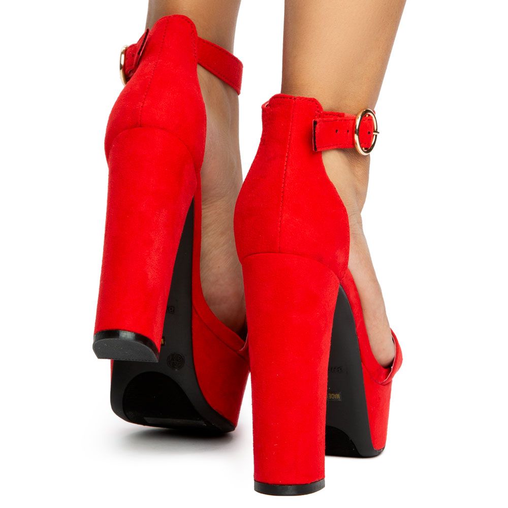 J P Original Shocking Open Toe Chunky Heels Jpm Shocking Redfs Shiekh