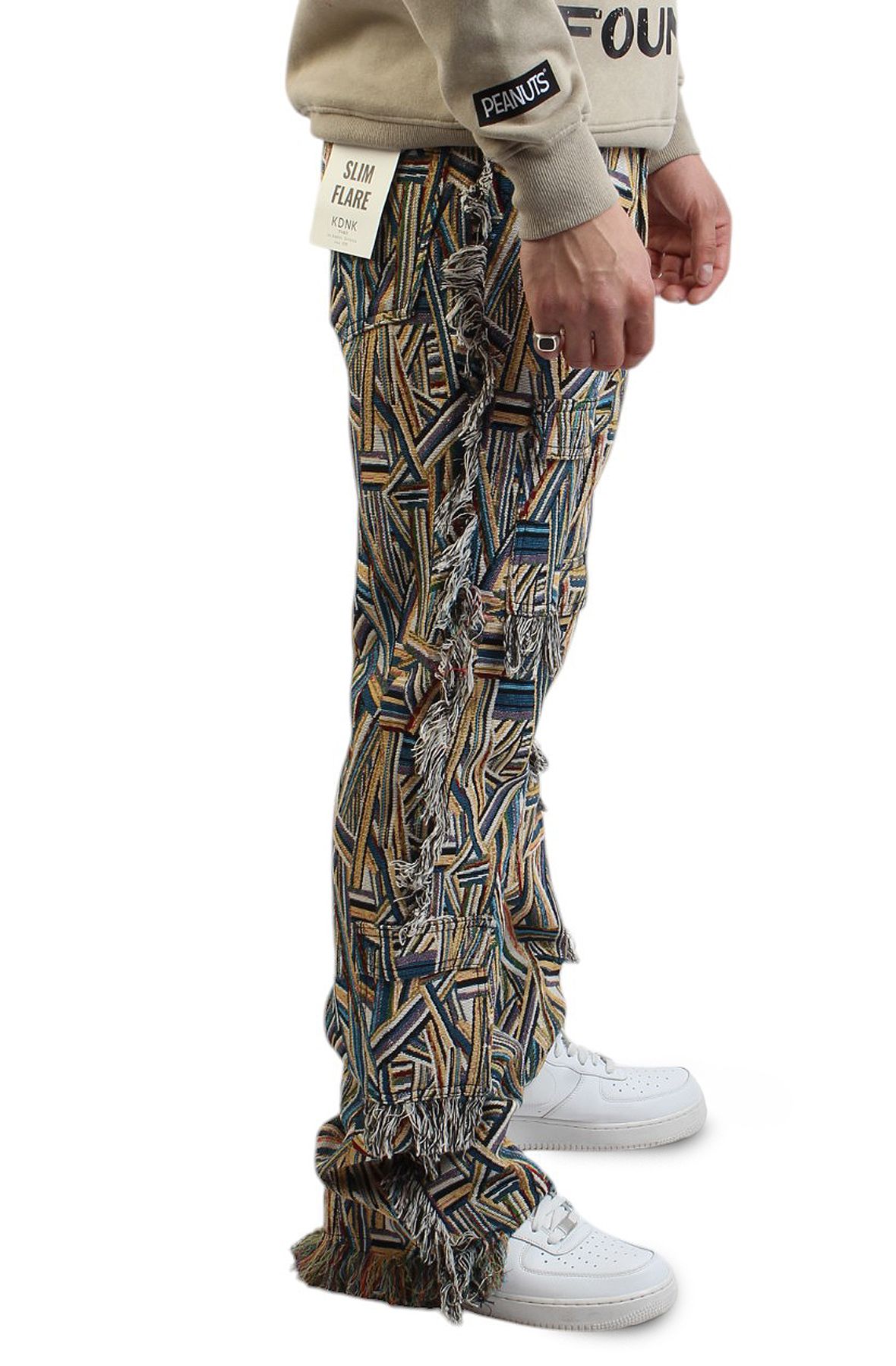 KDNK Tapestry Tassel Jeans KNB3406-BLU - Shiekh