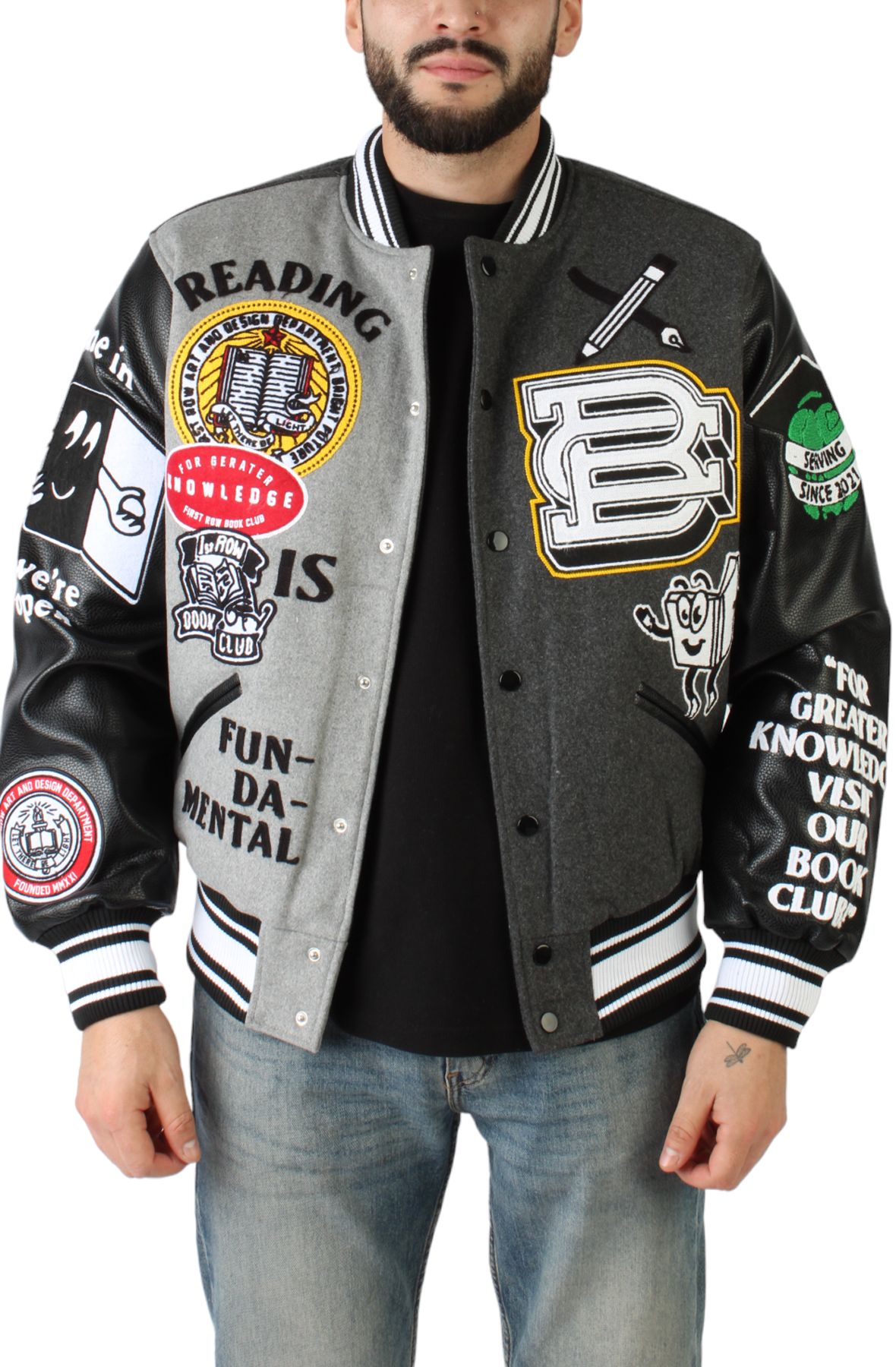 BOOK CLUB VARSITY JACKET FRJ0057-BLKGRY