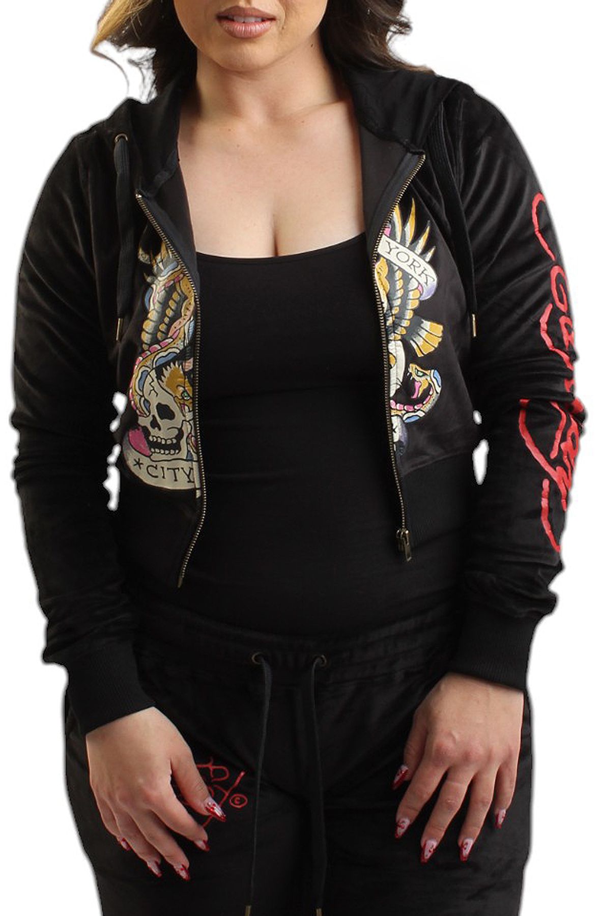 ED HARDY NYC SKULL VELOUR ZIP EHW1807-1 - Shiekh