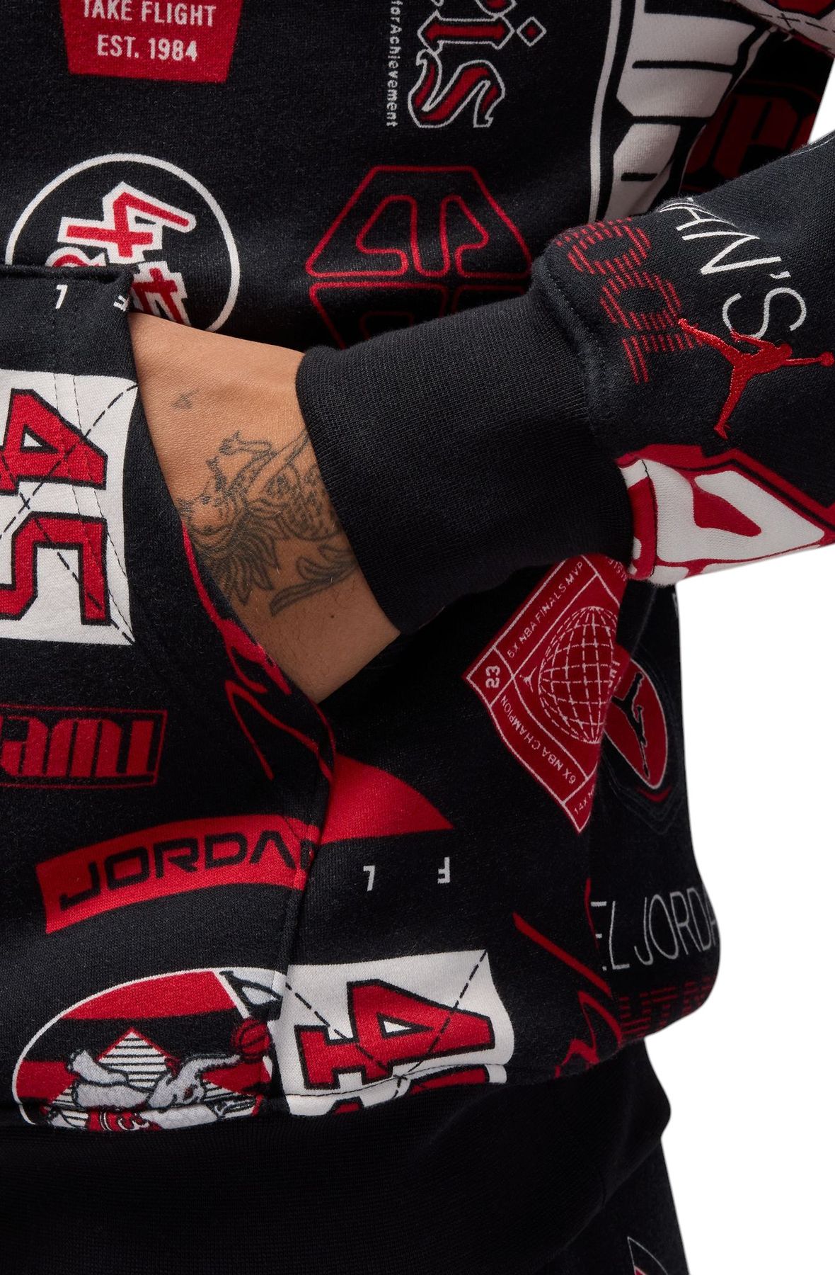JORDAN Essentials Printed Fleece Pullover Hoodie HM7254 010 - Shiekh