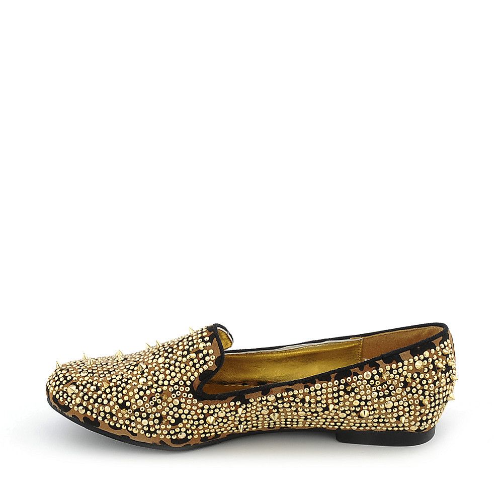 Women's MindyAS Casual Flat Shoe Leopard Print/Gold
