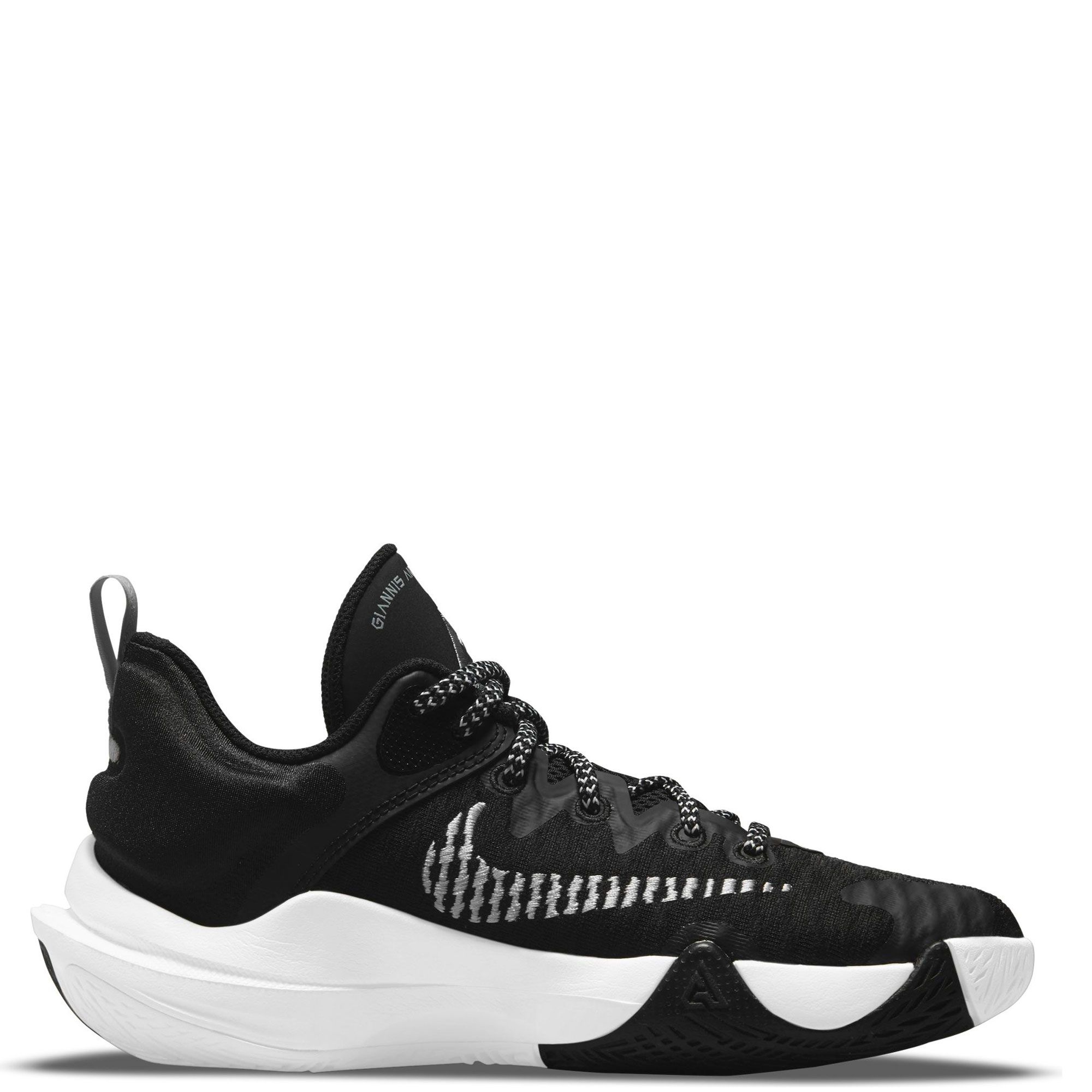 black and white giannis shoes