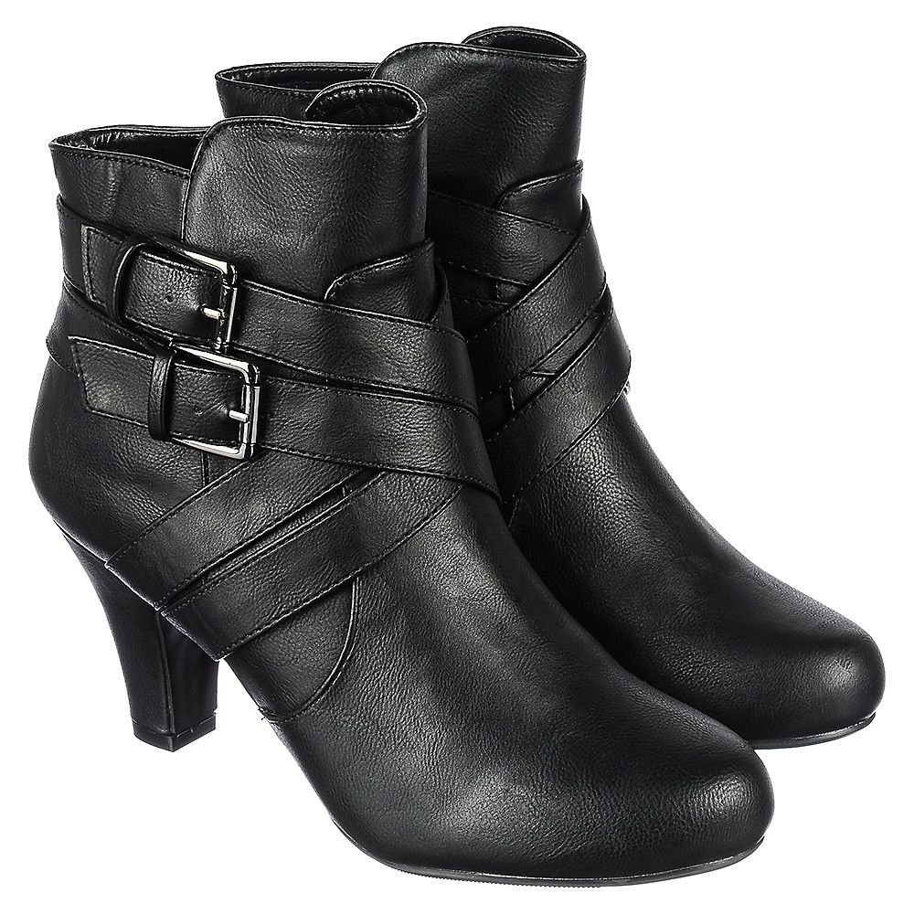 SHIEKH Women's Low Heel Leather Boot SemiS FD SEMIS/BLACK Shiekh