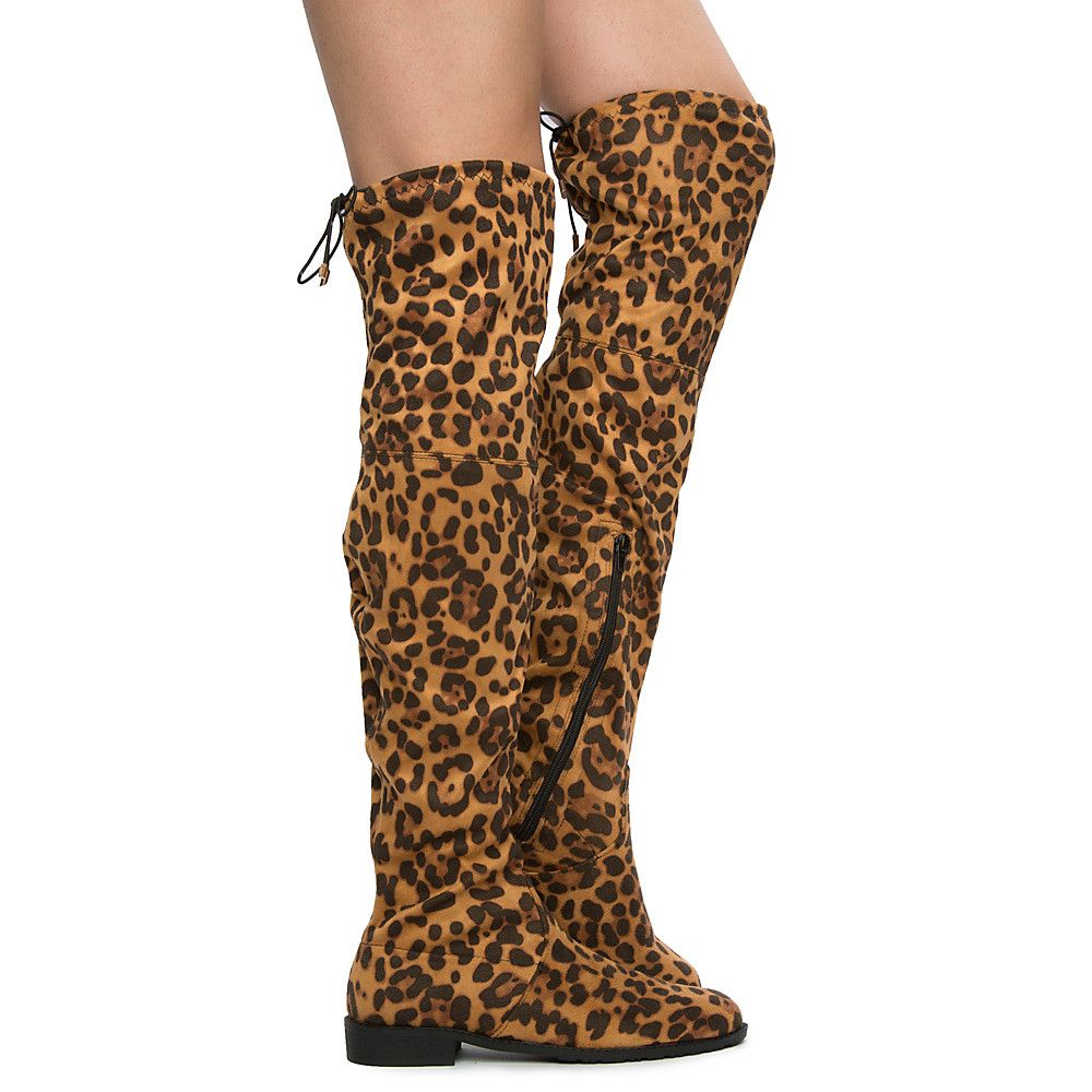 leopard flat boots