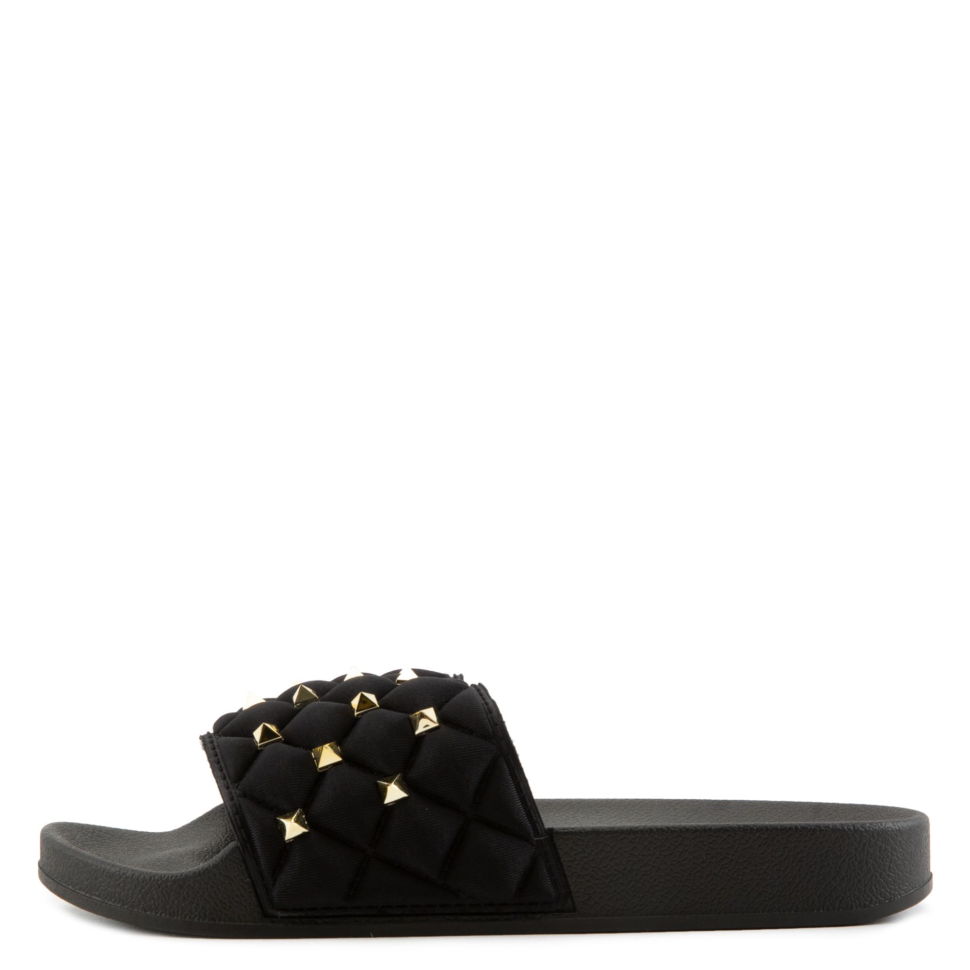 studded slides black