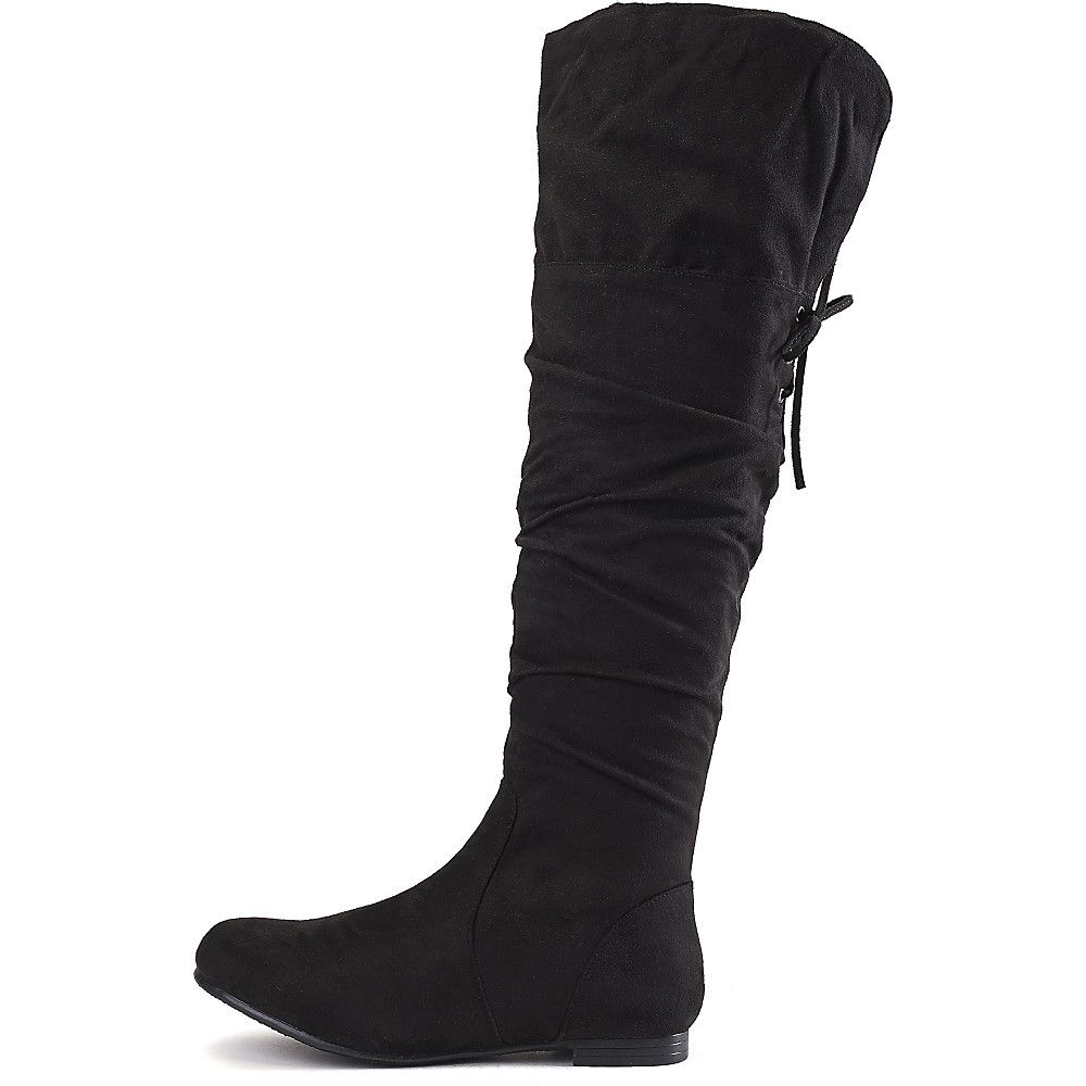 womens black flat knee high boots