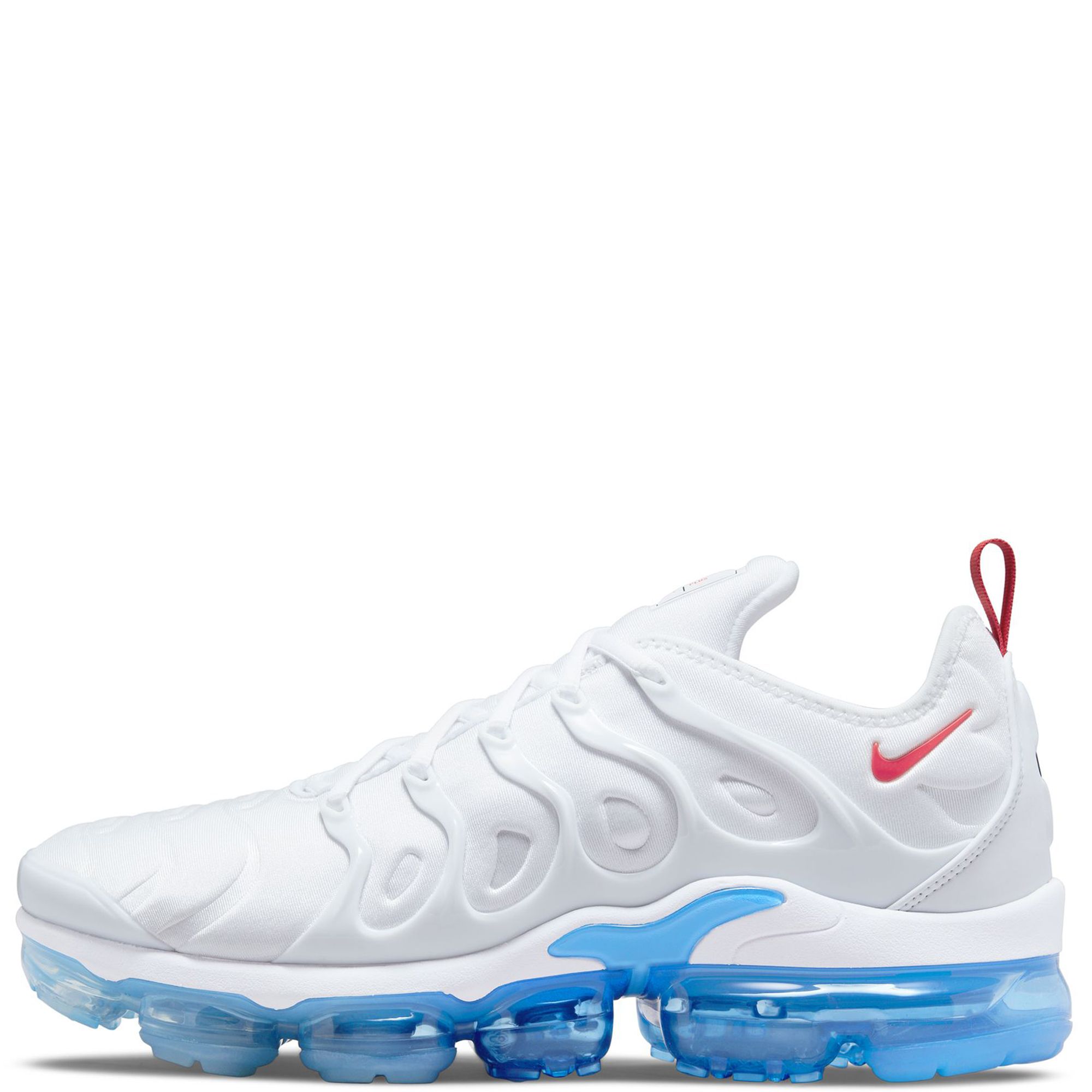 white blue and red vapormax plus