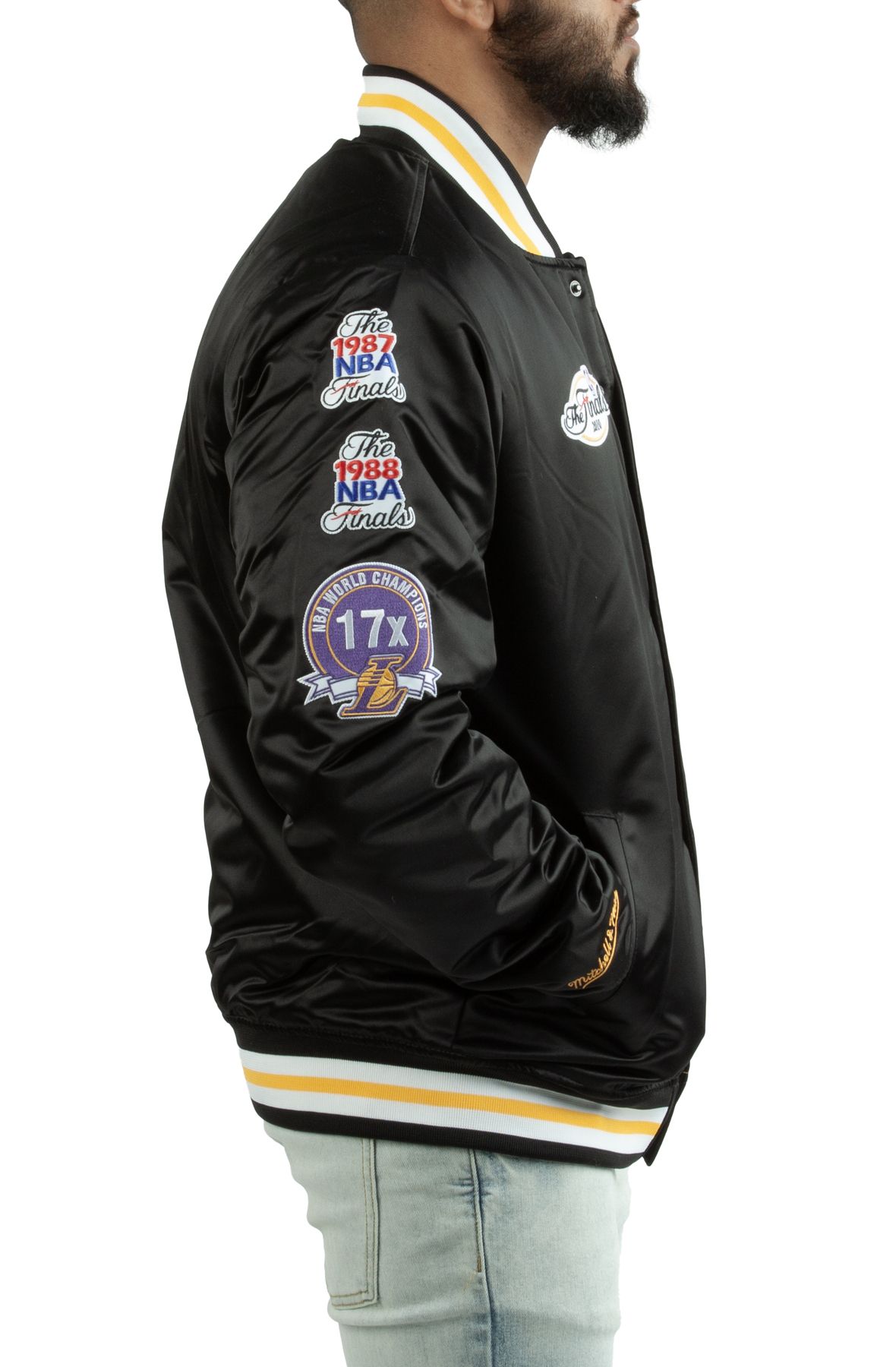 Double Clutch Black Lightweight Satin Jacket Los Angeles Lakers