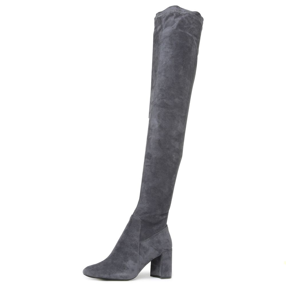 Dark grey best sale thigh high boots