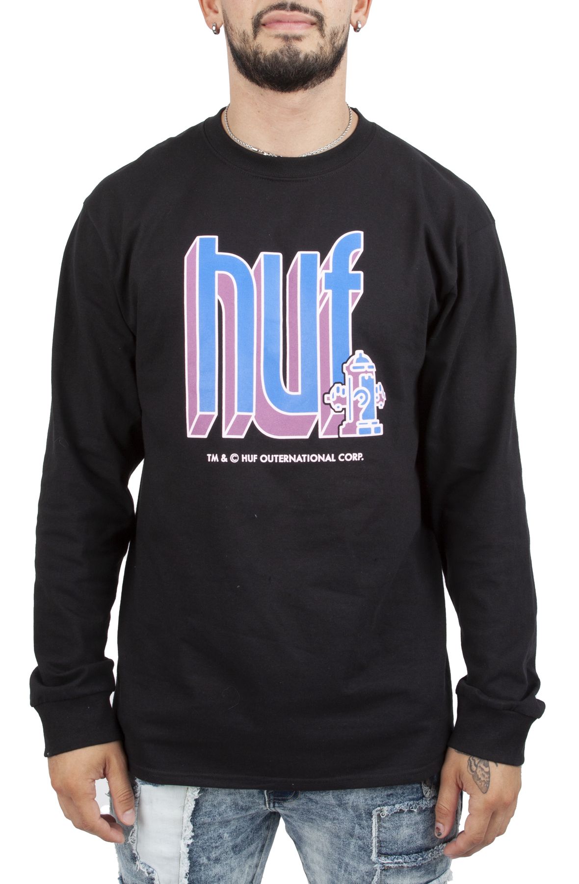 HUF Bookend Long Sleeve Tee TS01811-BLK - Shiekh