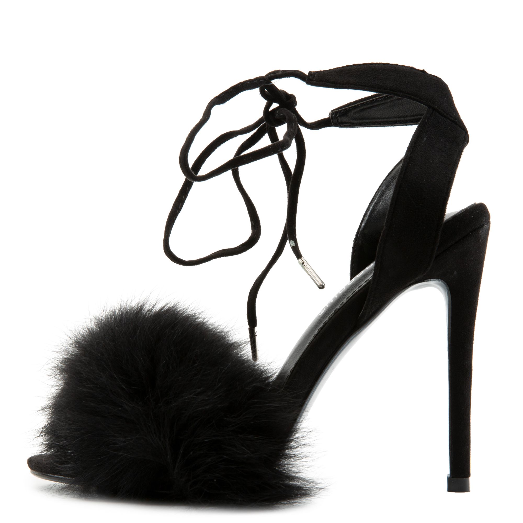 black fur high heels