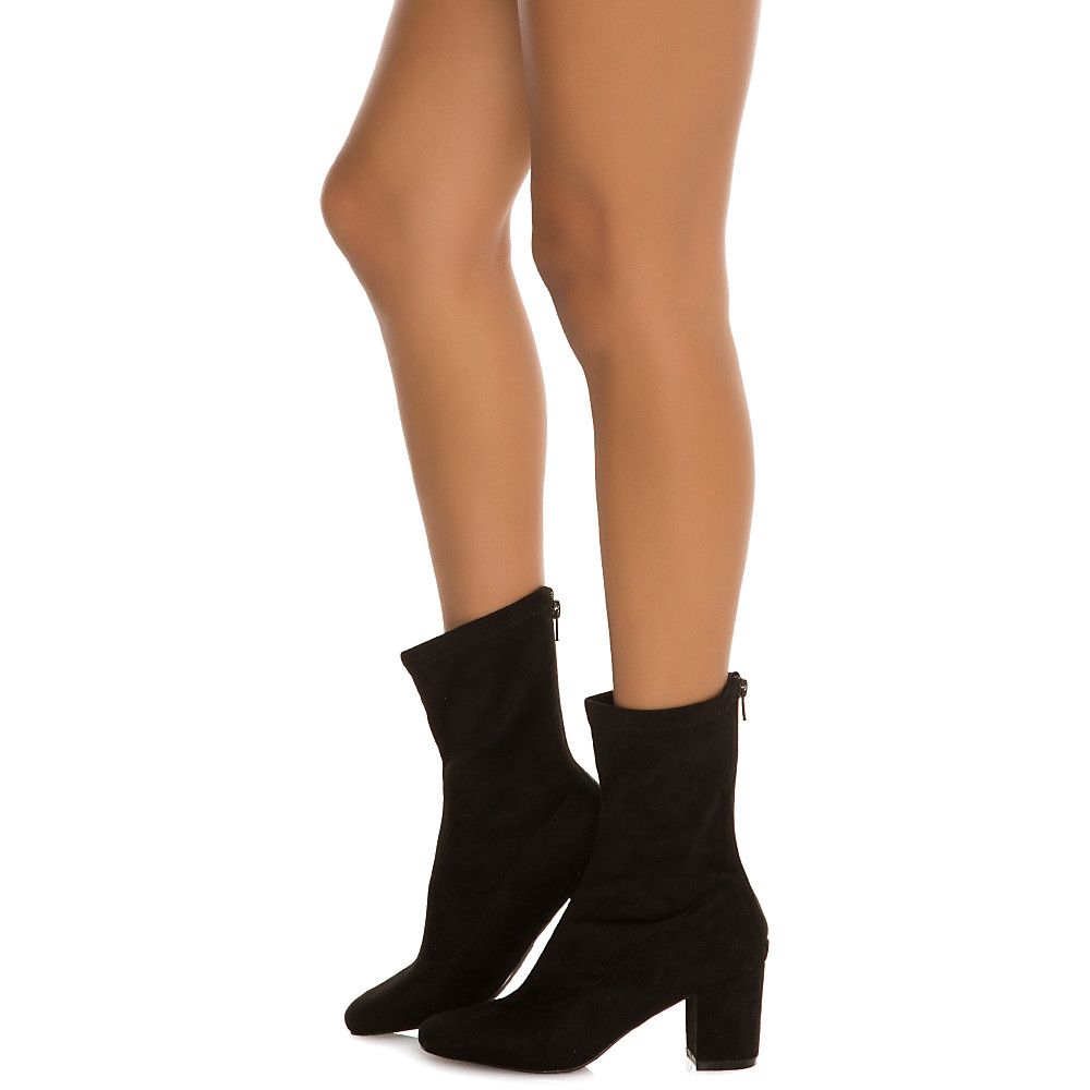 mid calf low heel black boots