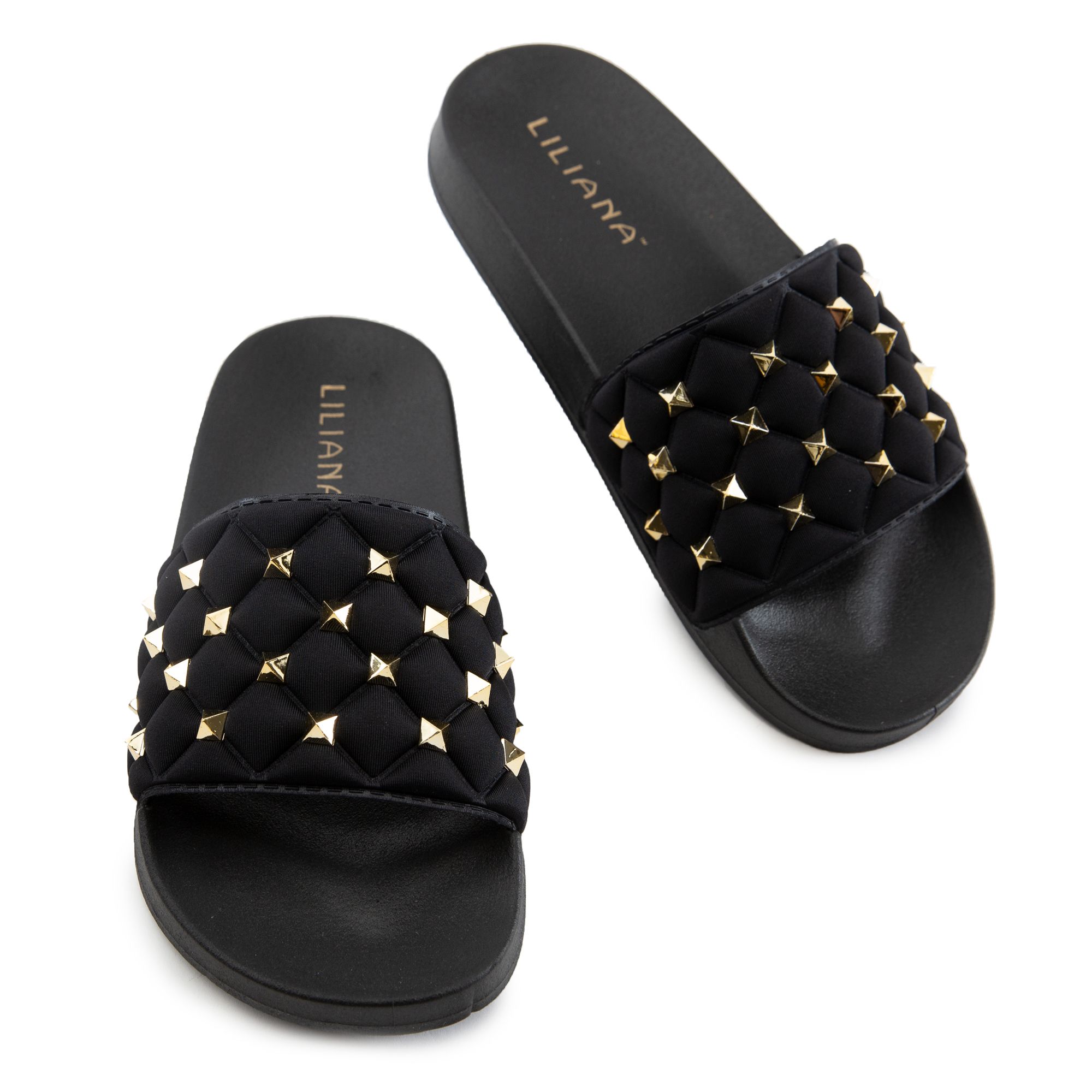 LILIANA Maxie 4 One Band Stud Slides MAXIE 4 BLK Shiekh