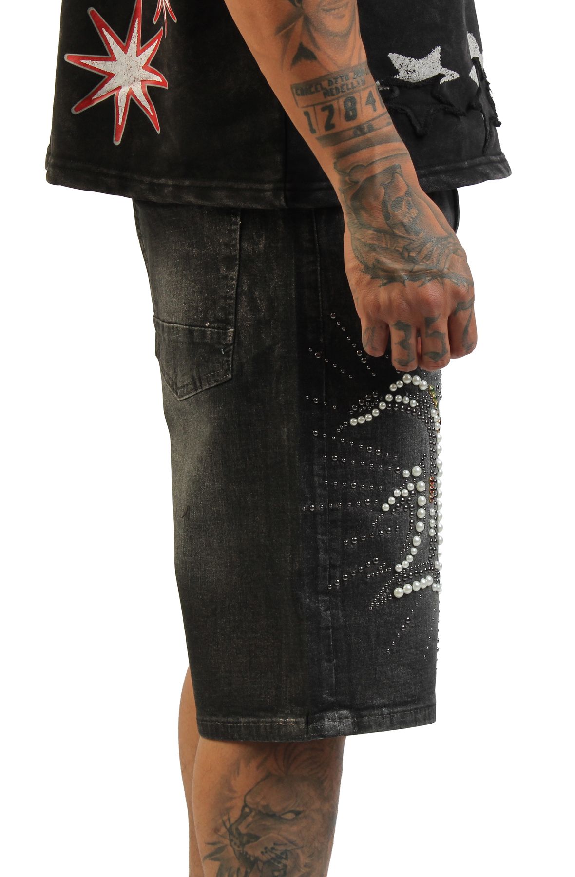 SMOKE RISE Rise Denim Shorts JS26S453SK-BLK - Shiekh